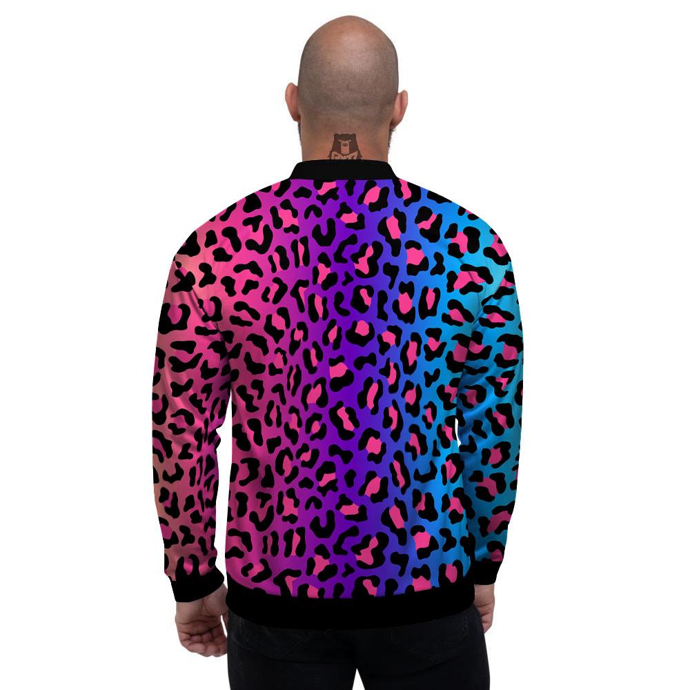 Leopard Rainbow Print Men's Bomber Jacket-grizzshop