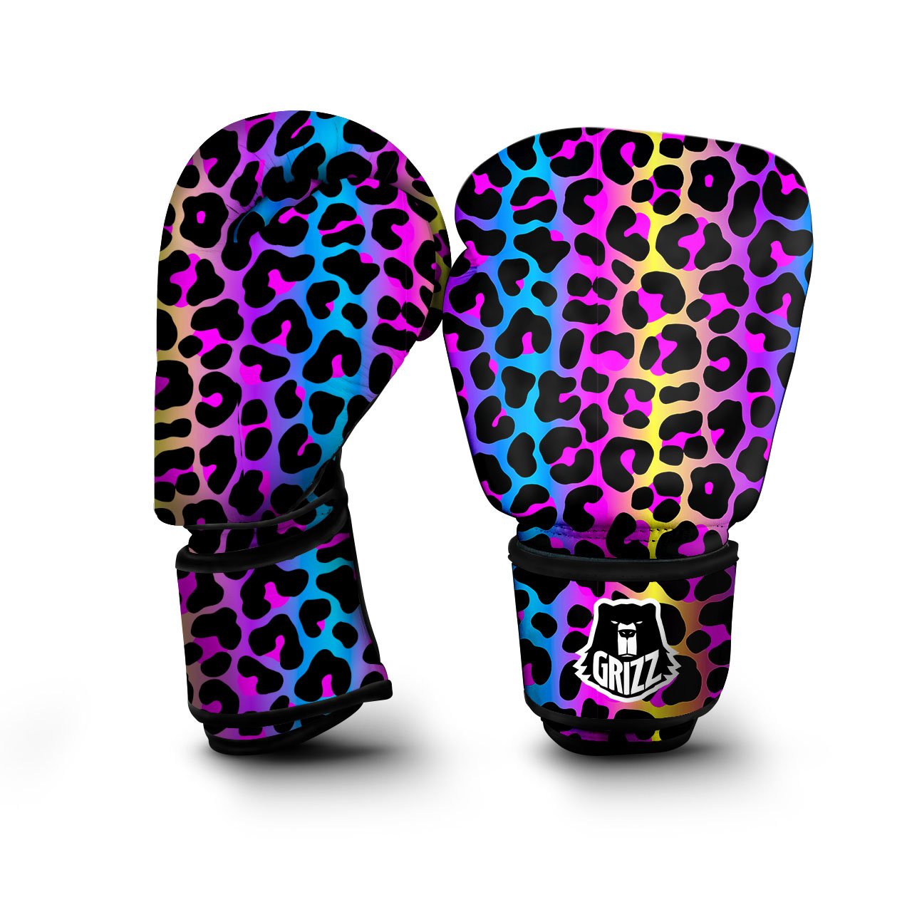 Leopard Rainbow Print Pattern Boxing Gloves-grizzshop