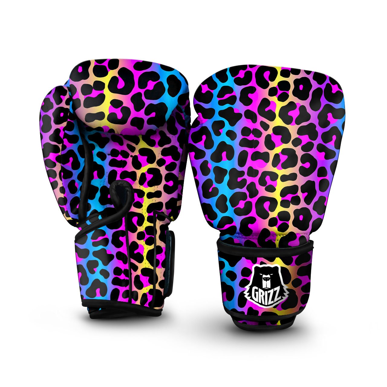 Leopard Rainbow Print Pattern Boxing Gloves-grizzshop
