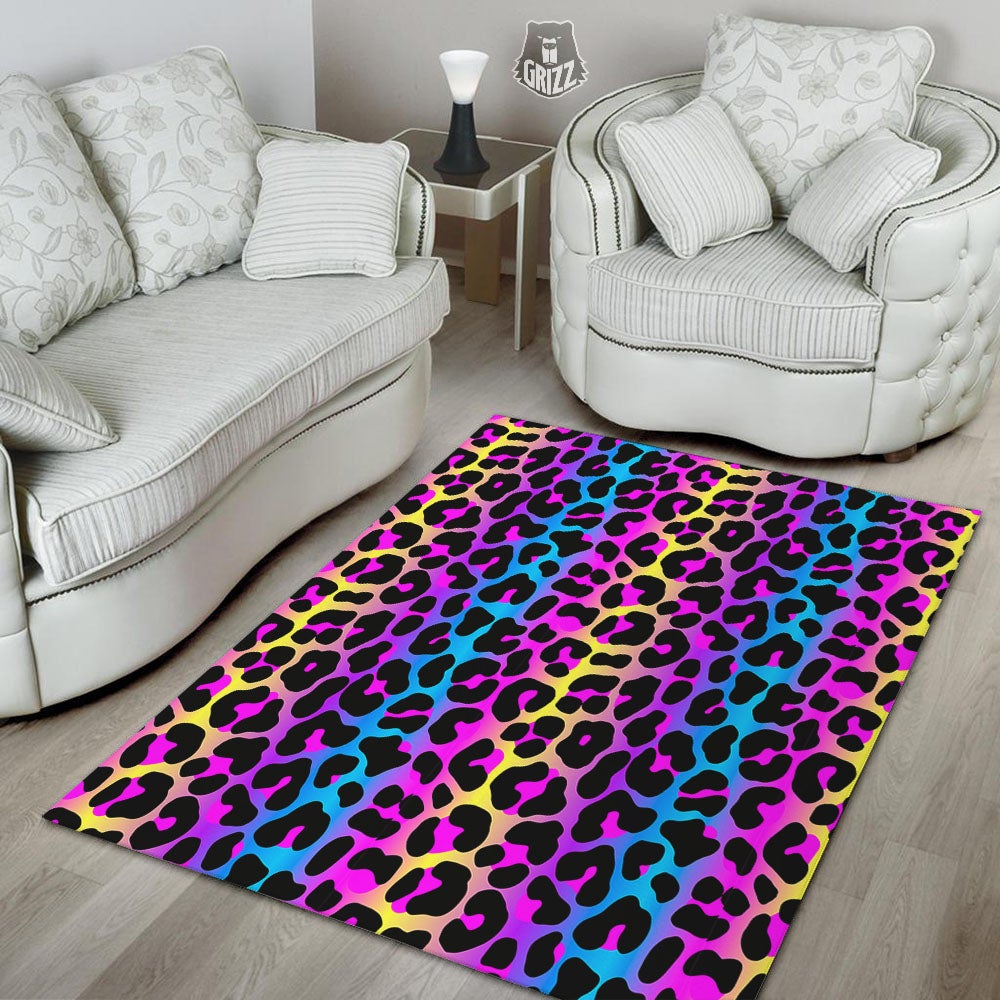 Leopard Rainbow Print Pattern Floor Mat-grizzshop