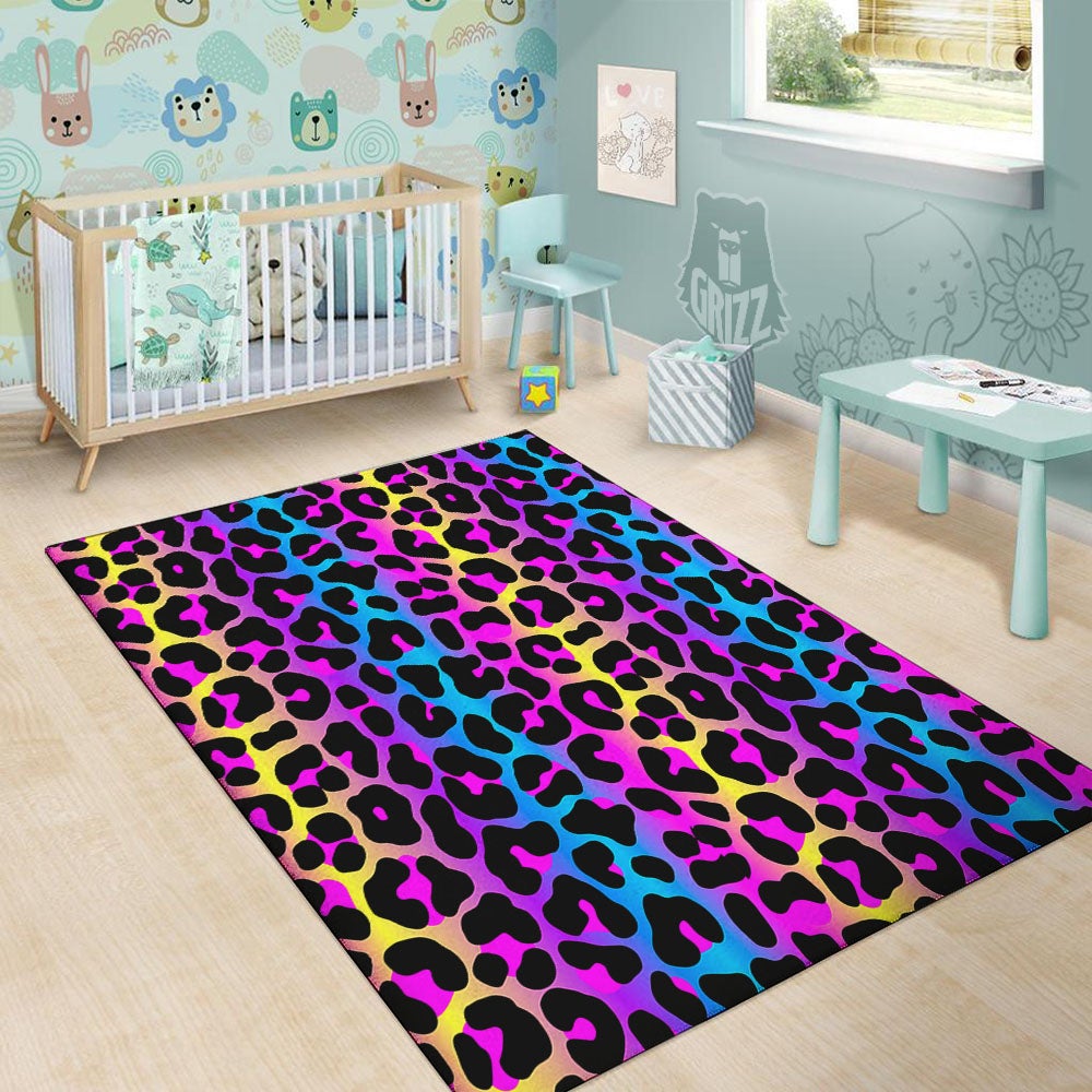 Leopard Rainbow Print Pattern Floor Mat-grizzshop