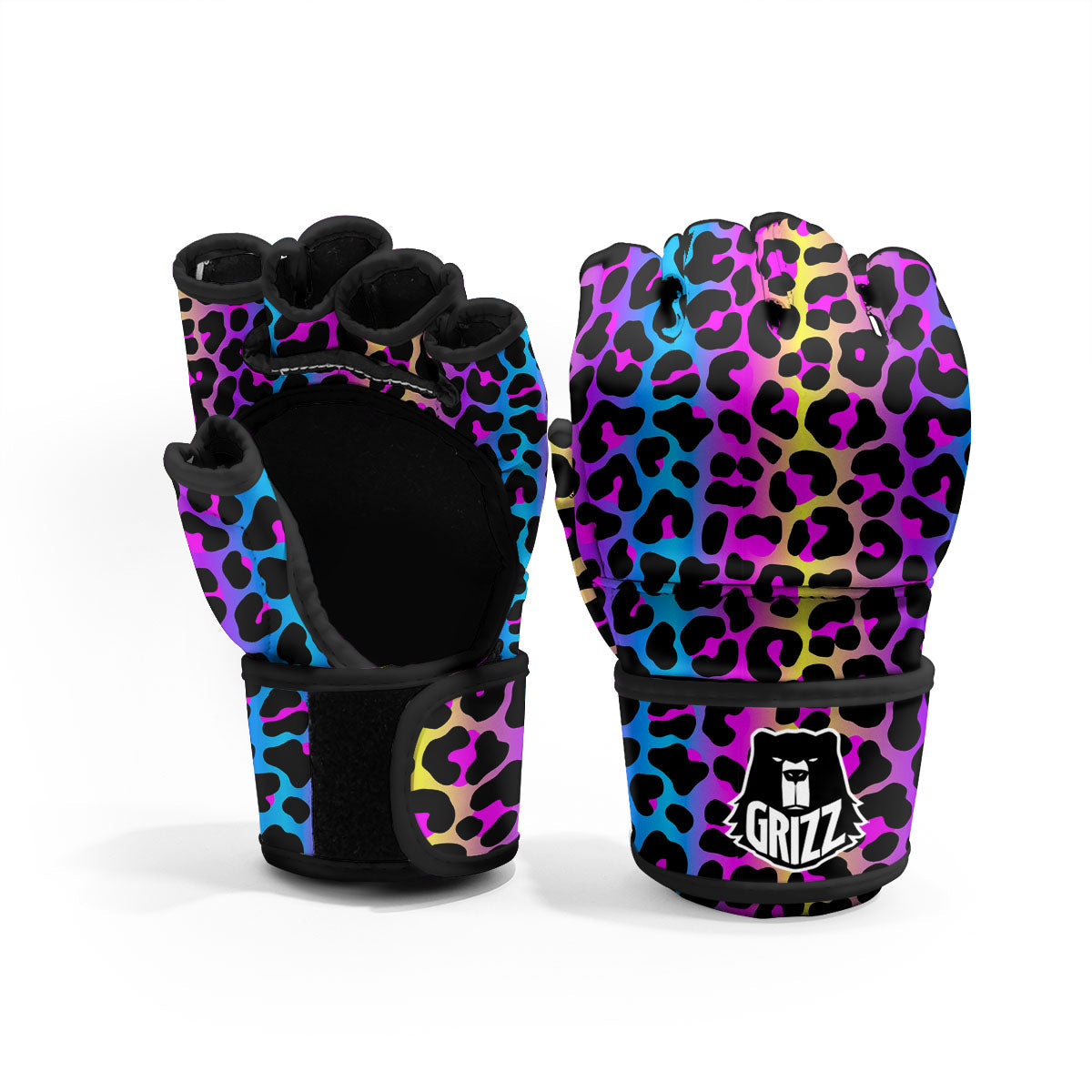 Leopard Rainbow Print Pattern MMA Gloves-grizzshop