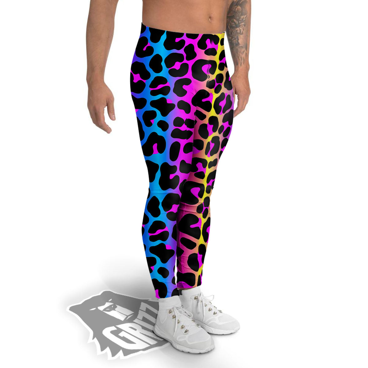 Leopard Rainbow Print Pattern Men's Leggings-grizzshop