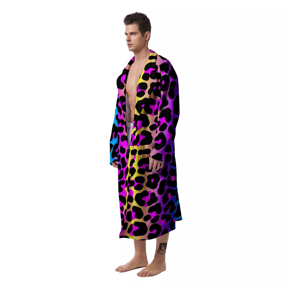 Leopard Rainbow Print Pattern Men's Robe-grizzshop