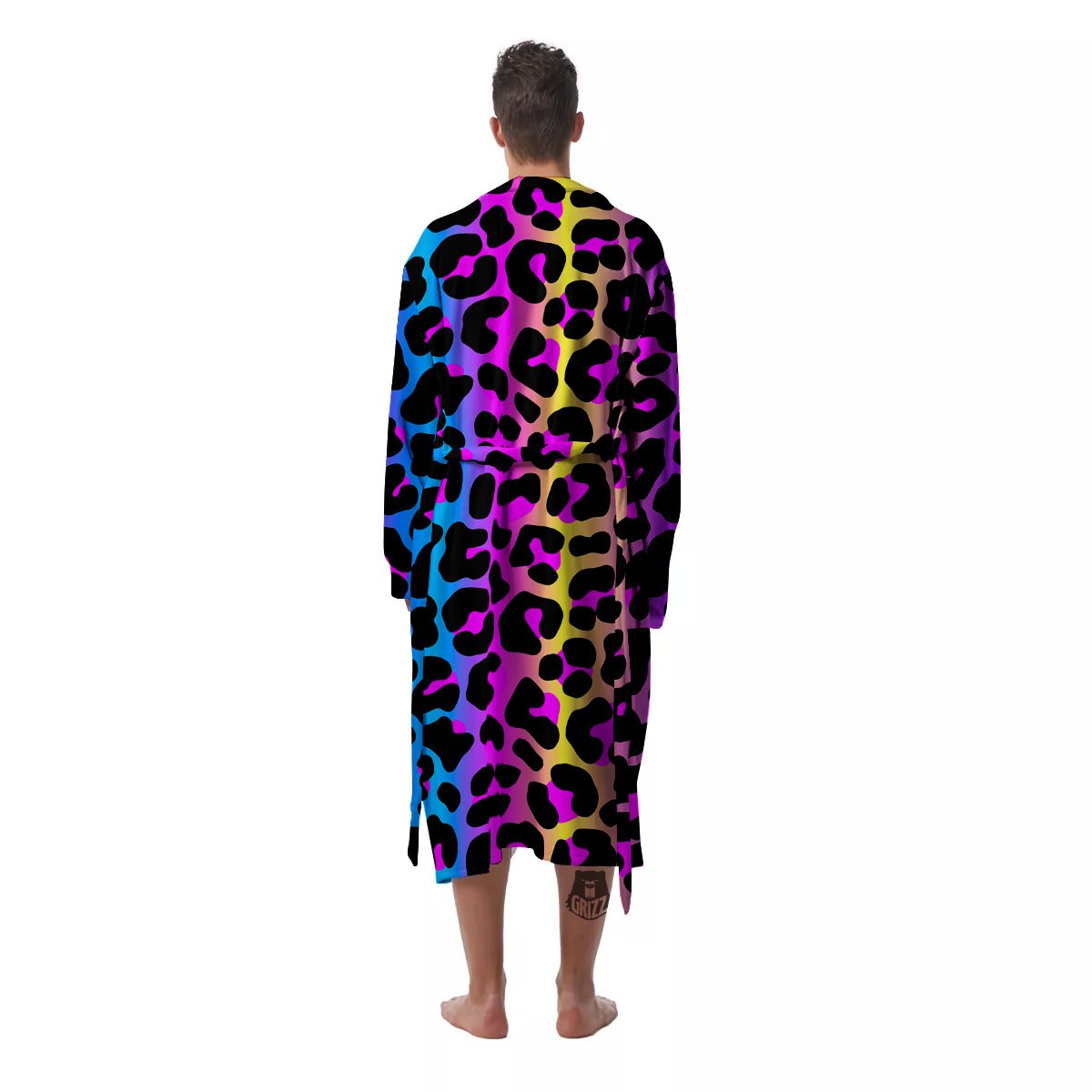 Leopard Rainbow Print Pattern Men's Robe-grizzshop