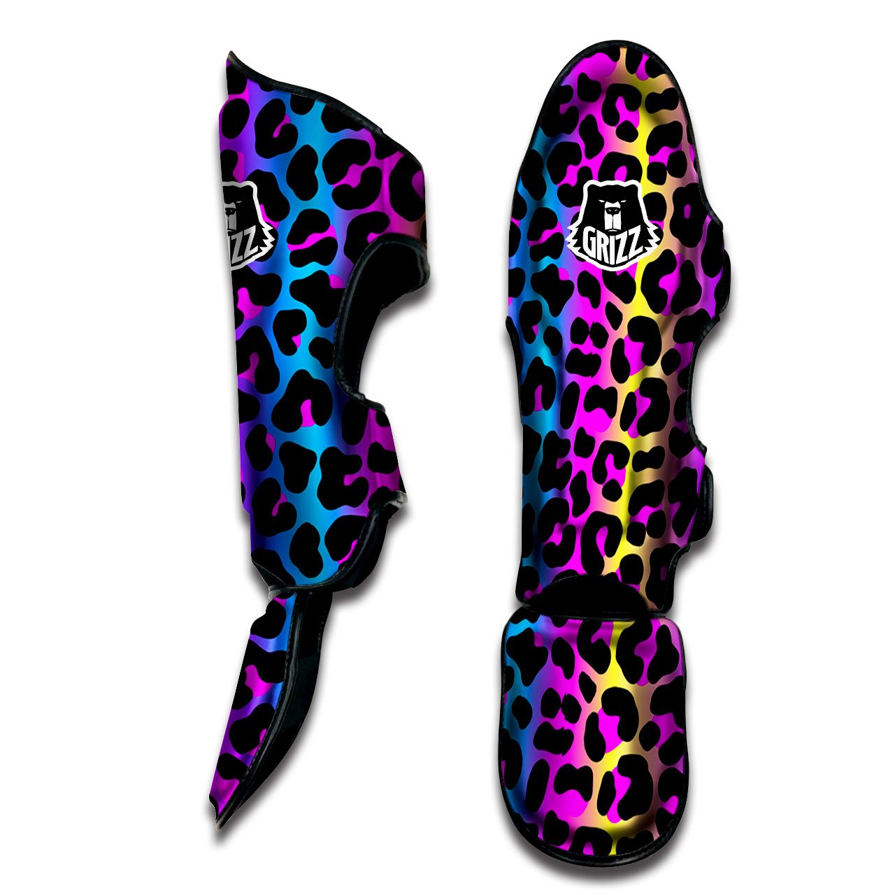 Leopard Rainbow Print Pattern Muay Thai Shin Guards-grizzshop