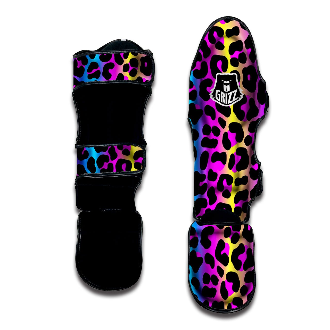 Leopard Rainbow Print Pattern Muay Thai Shin Guards-grizzshop