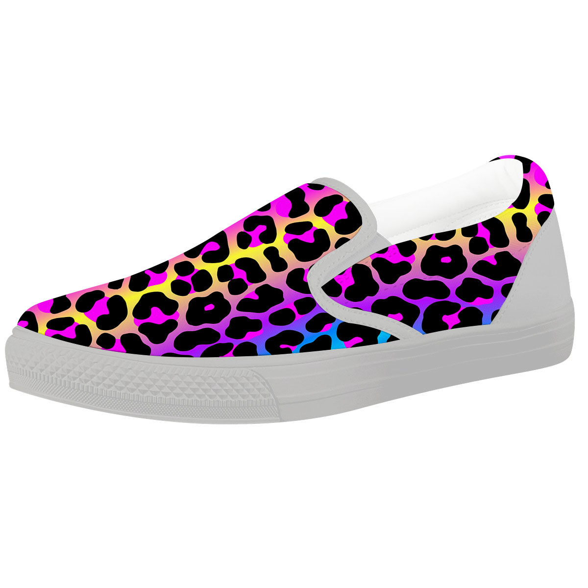 Leopard Rainbow Print Pattern White Slip On Shoes-grizzshop