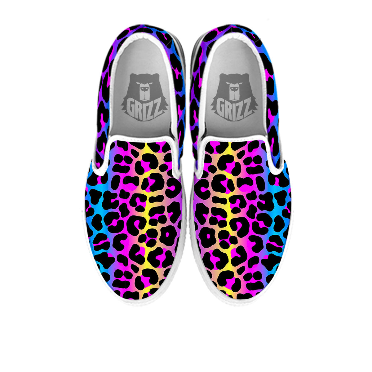 Leopard Rainbow Print Pattern White Slip On Shoes-grizzshop