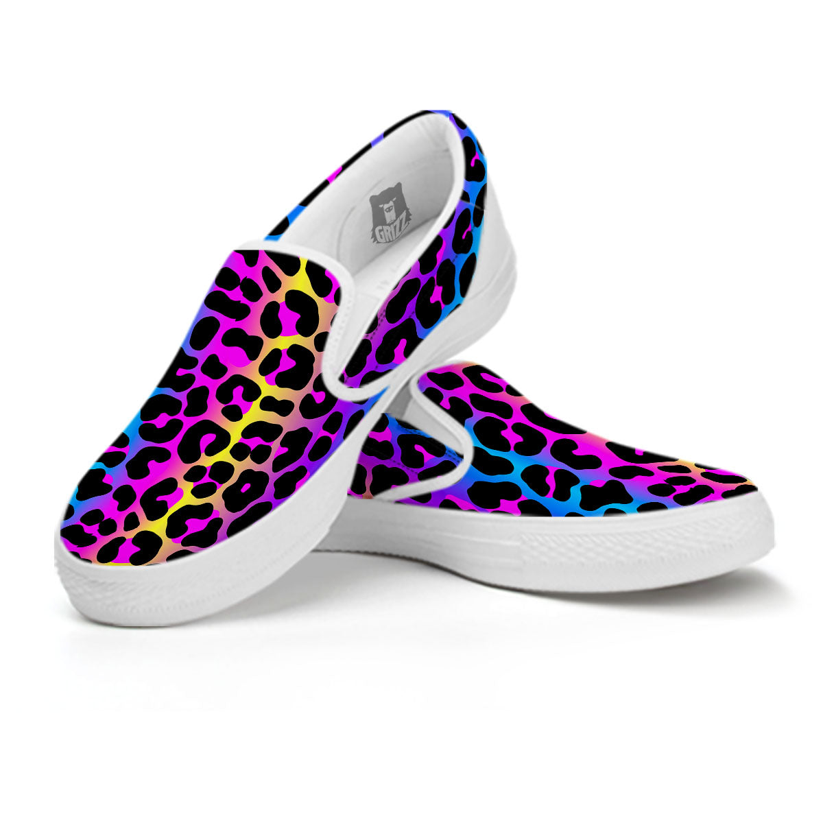 Leopard Rainbow Print Pattern White Slip On Shoes-grizzshop