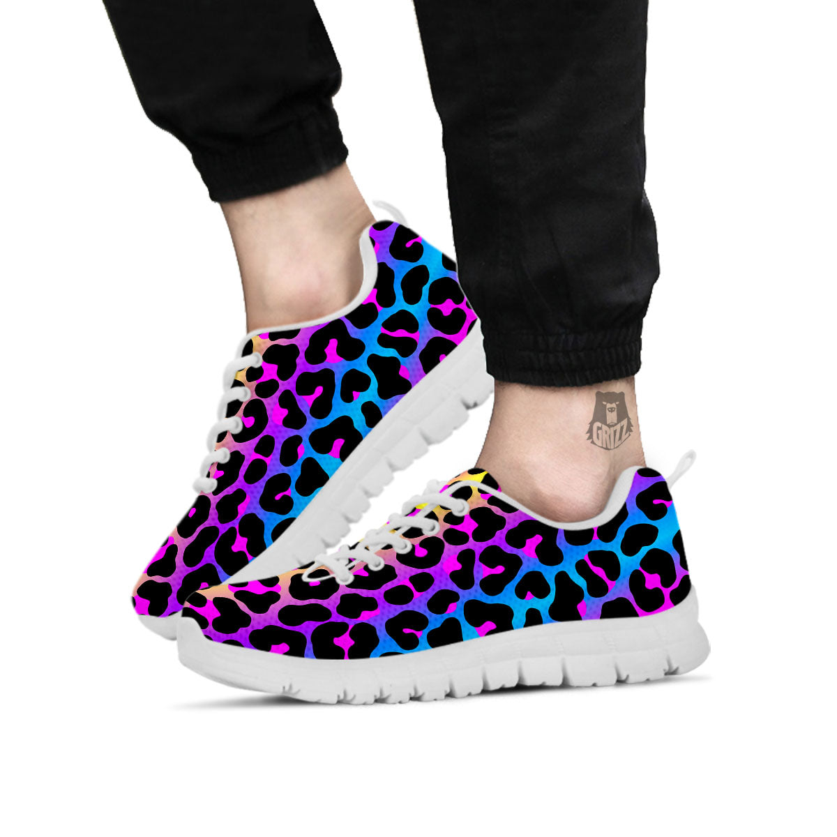 Leopard Rainbow Print Pattern White Sneaker-grizzshop