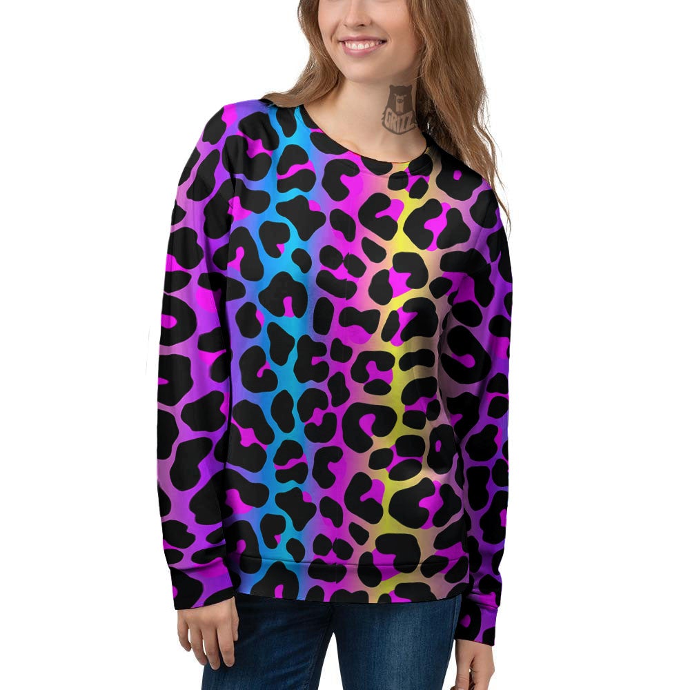 Leopard Rainbow Print Pattern Women's Sweatshirt-grizzshop