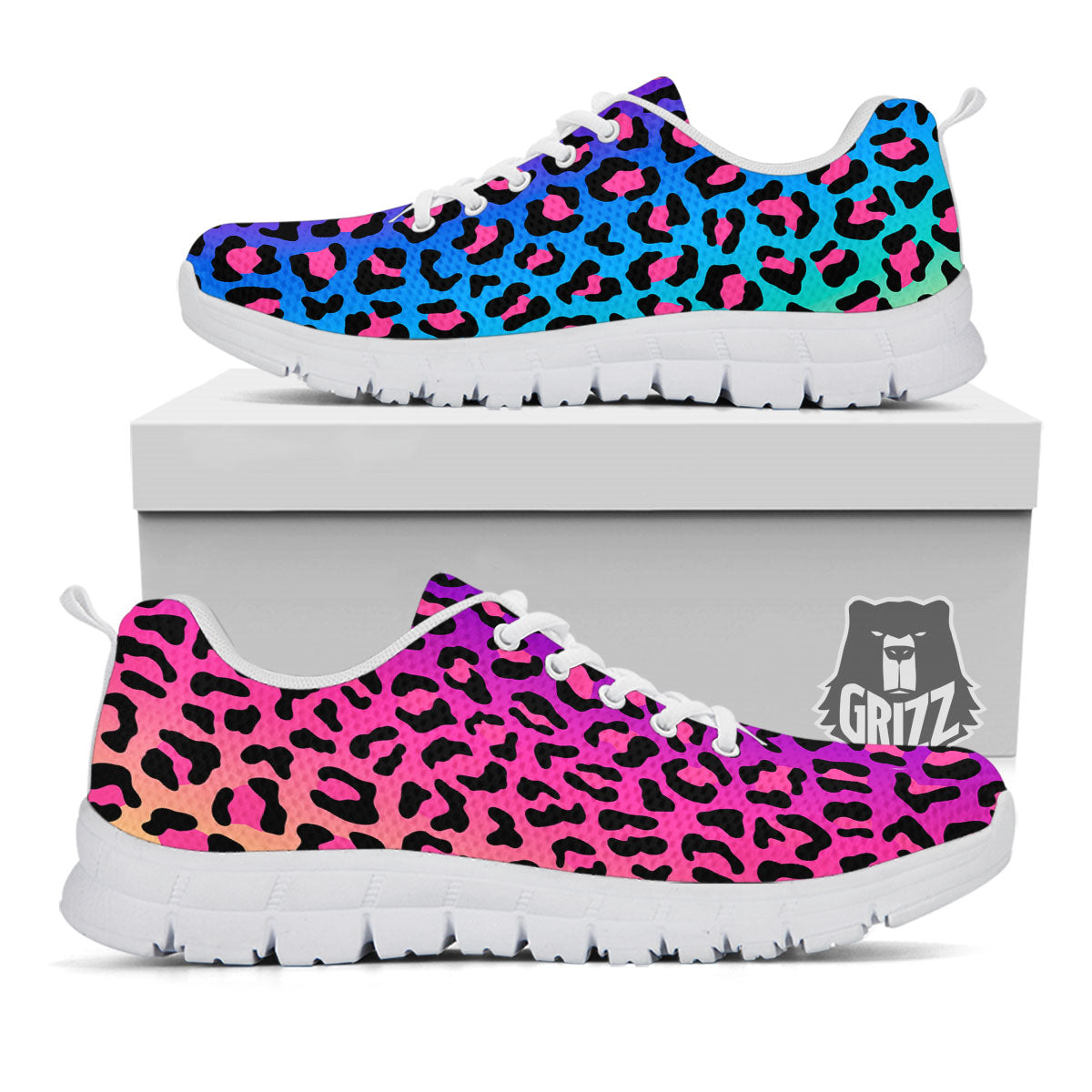 Leopard Rainbow Print White Sneaker-grizzshop