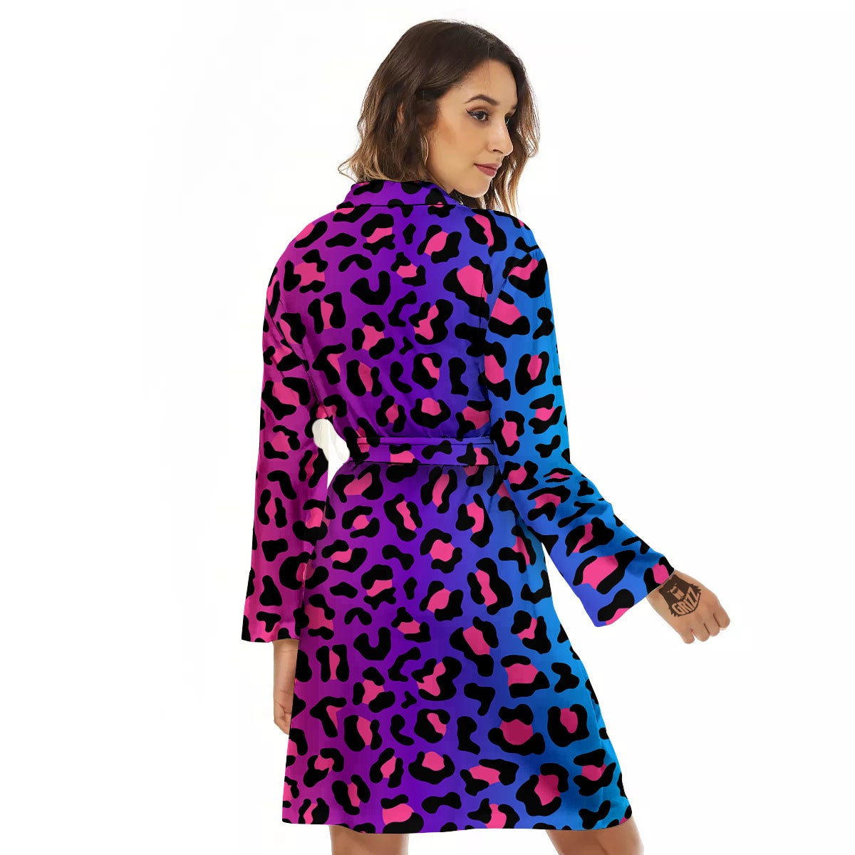 Leopard Rainbow Print Women's Robe-grizzshop