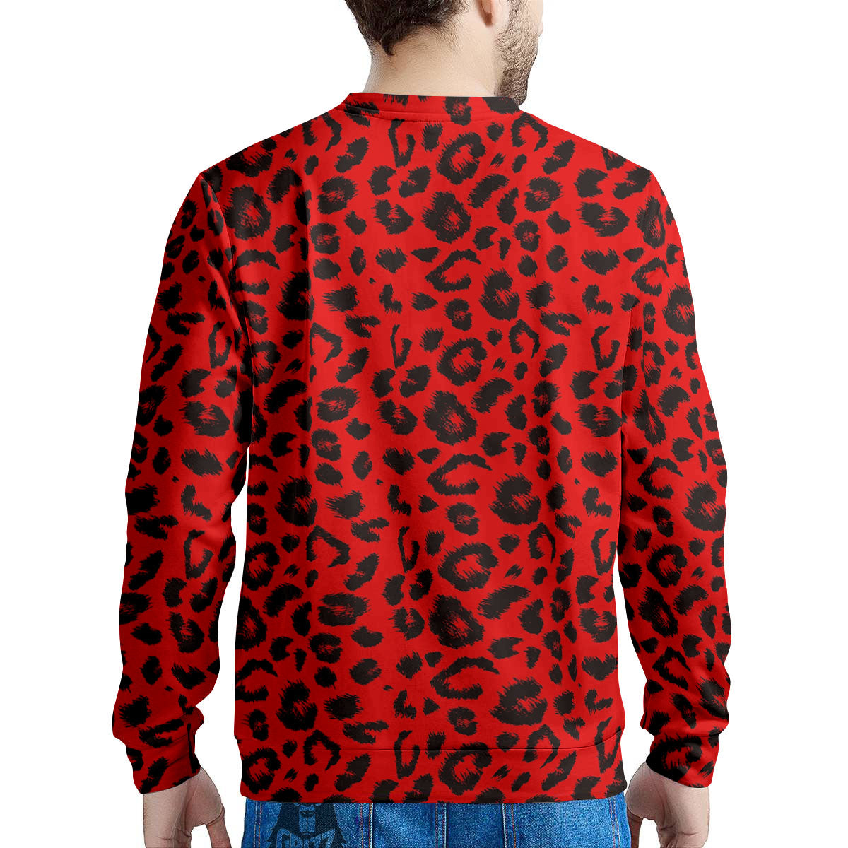 Leopard Red Print Pattern Men's Sweatshirt-grizzshop