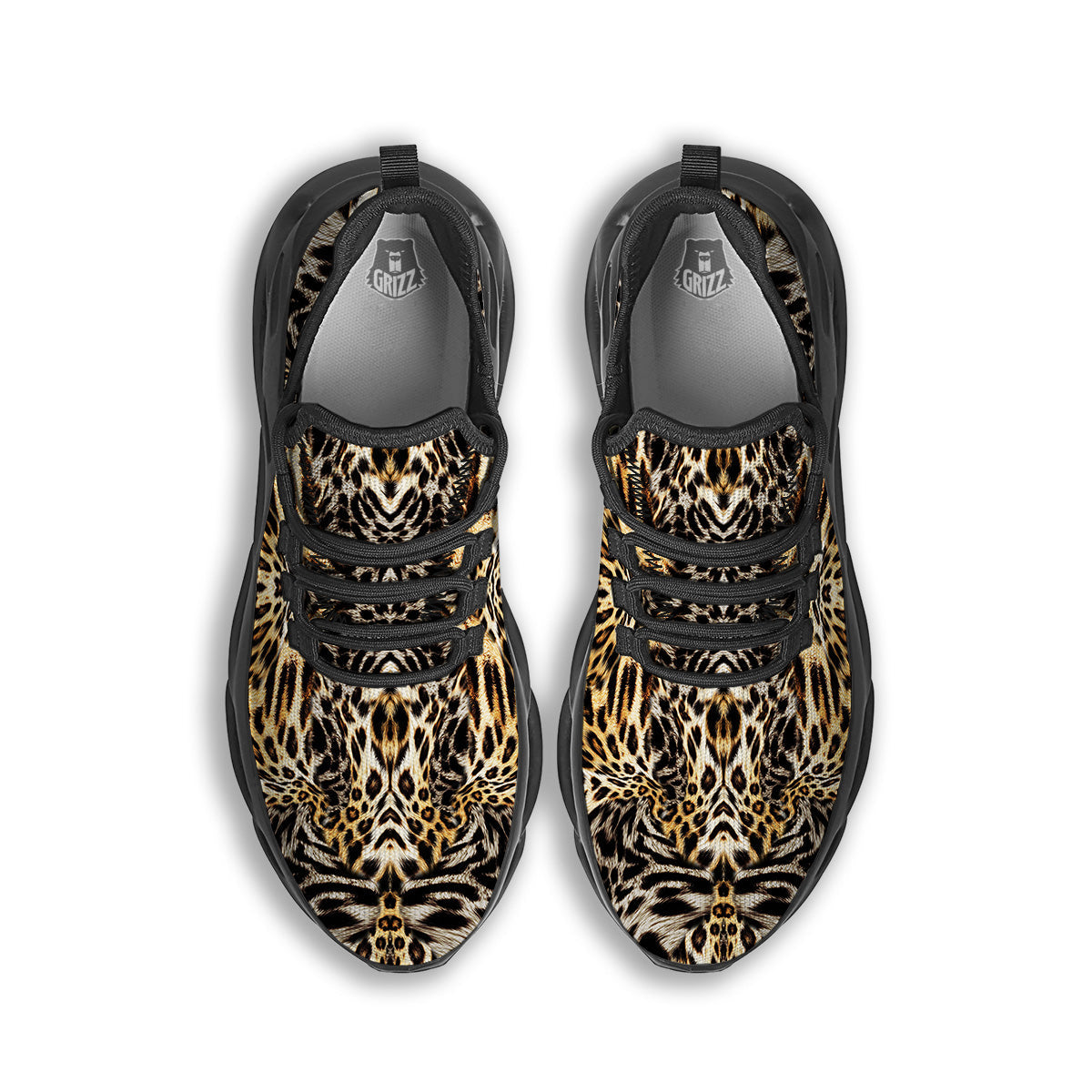 Leopard Skin Texture Print Pattern Black Running Shoes-grizzshop