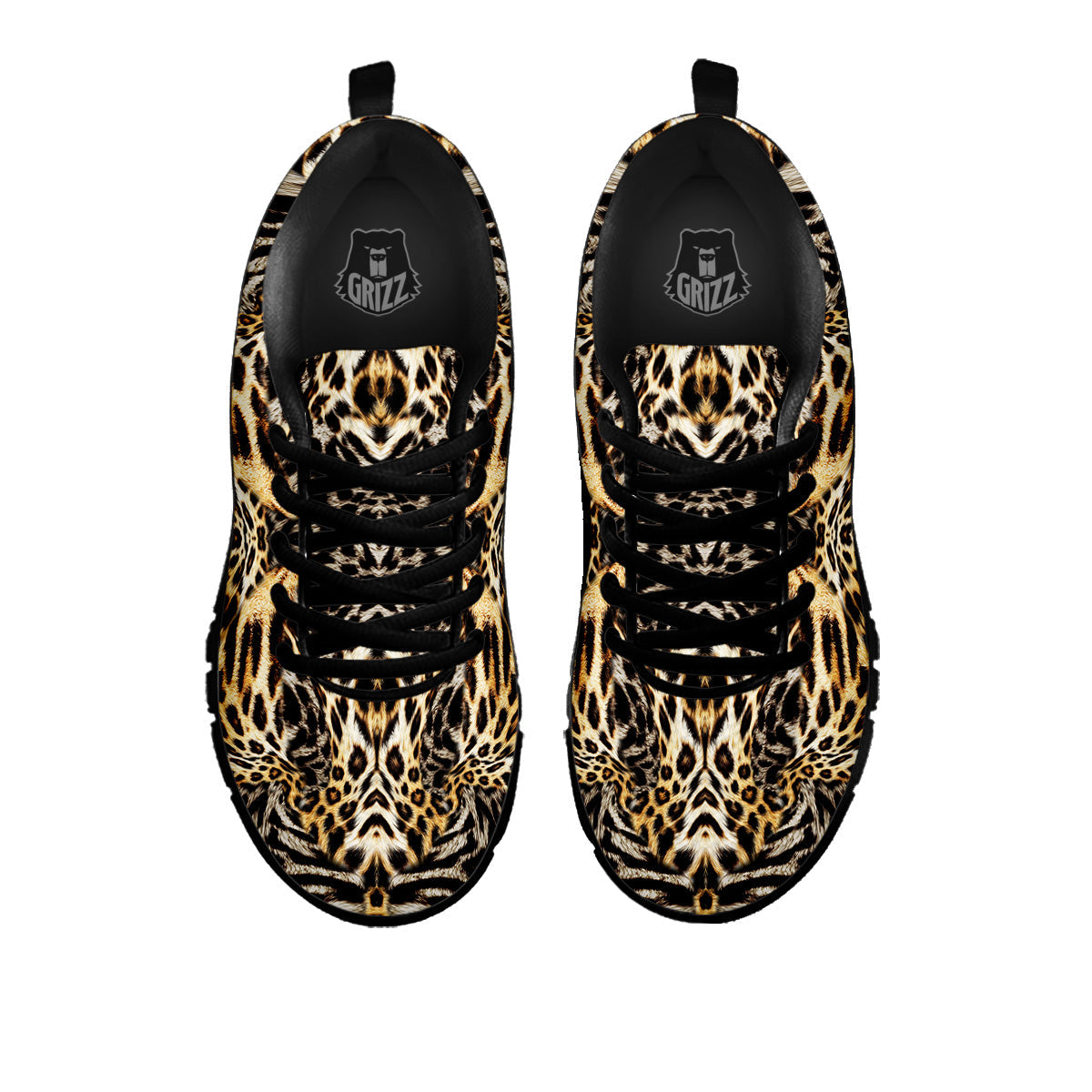 Leopard Skin Texture Print Pattern Black Sneaker-grizzshop
