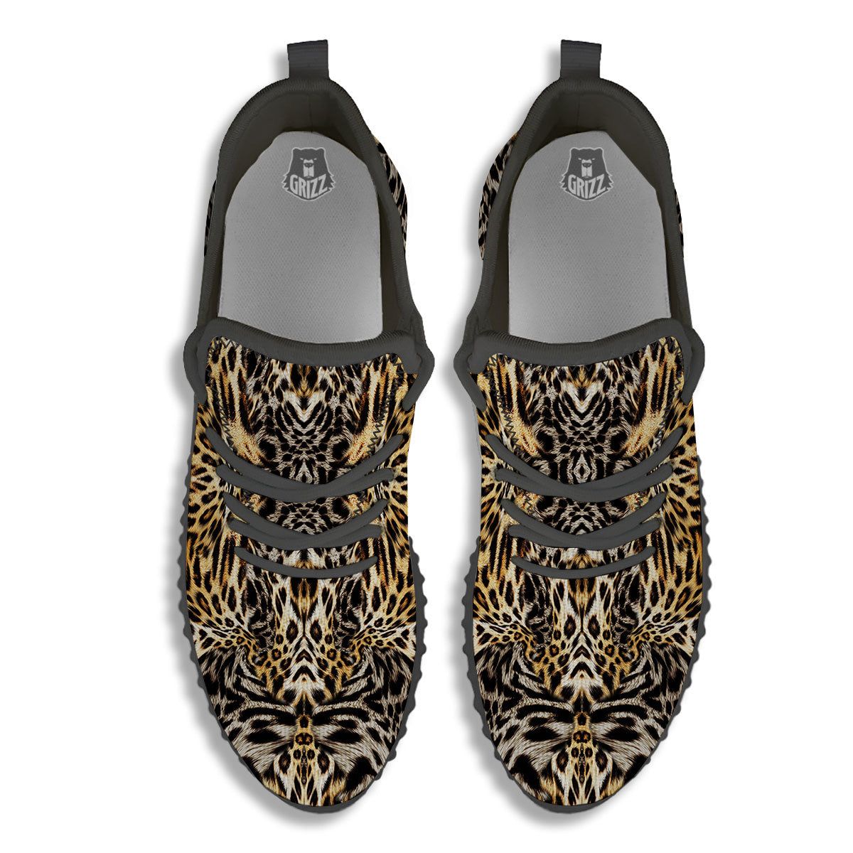 Leopard Skin Texture Print Pattern Black Walking Shoes-grizzshop