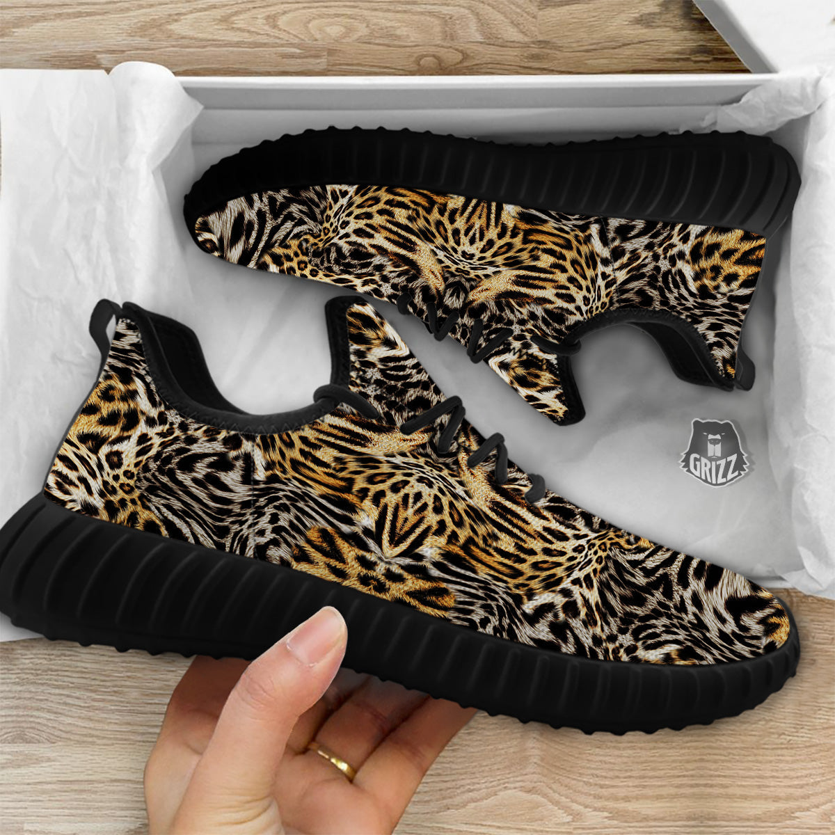 Leopard Skin Texture Print Pattern Black Walking Shoes-grizzshop
