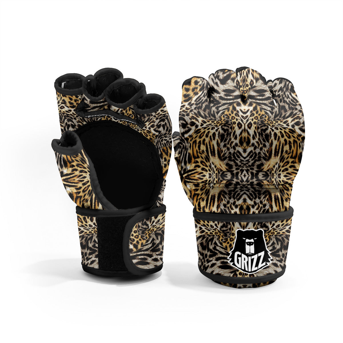 Leopard Skin Texture Print Pattern MMA Gloves-grizzshop