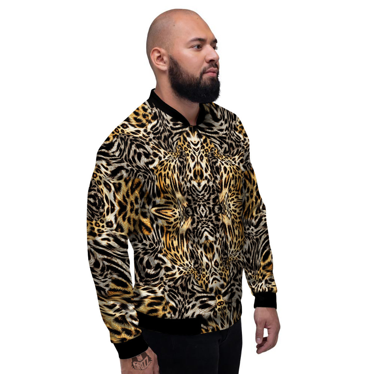 Leopard Skin Texture Print Pattern Men's Bomber Jacket-grizzshop