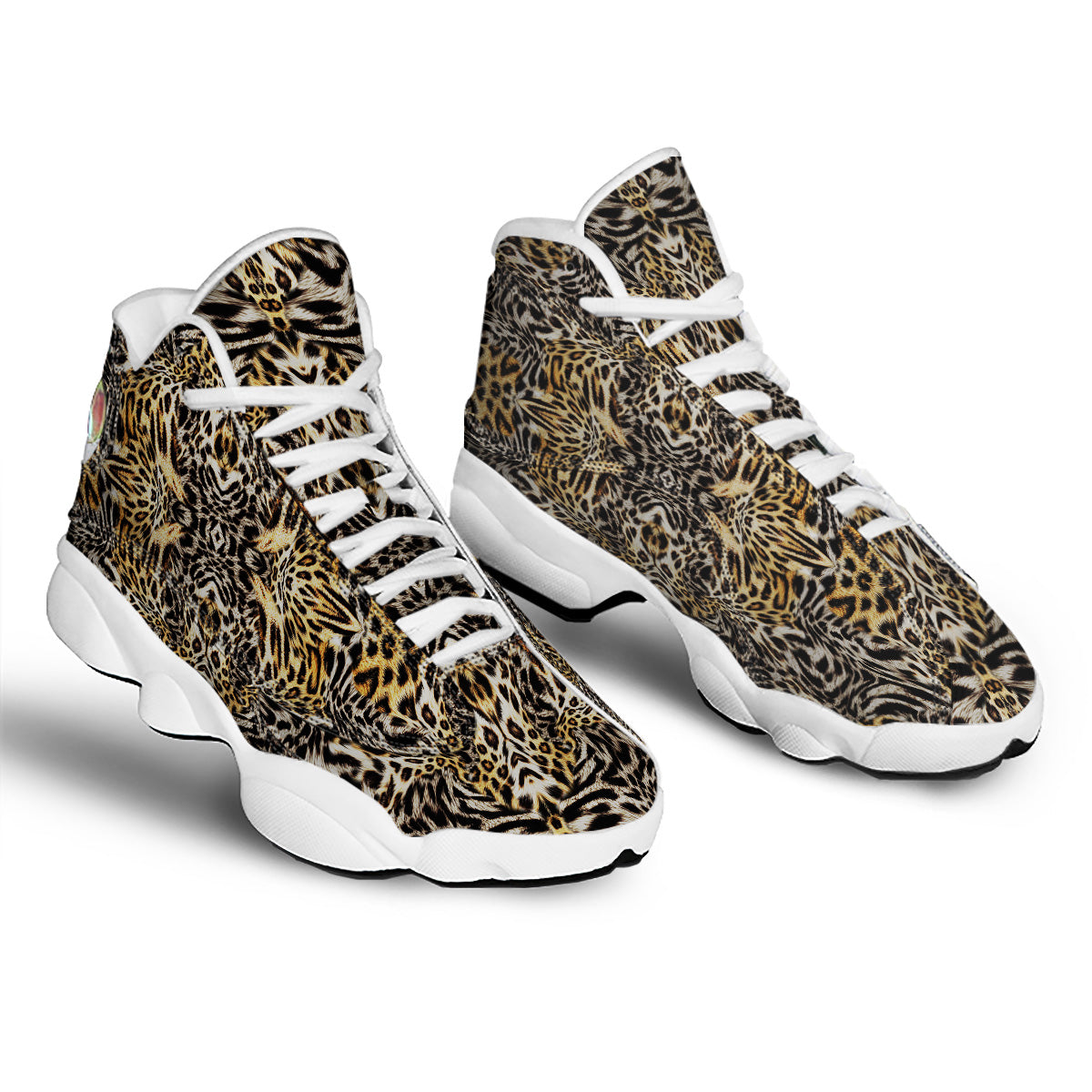 Leopard Skin Texture Print Pattern White Basketball Shoes-grizzshop