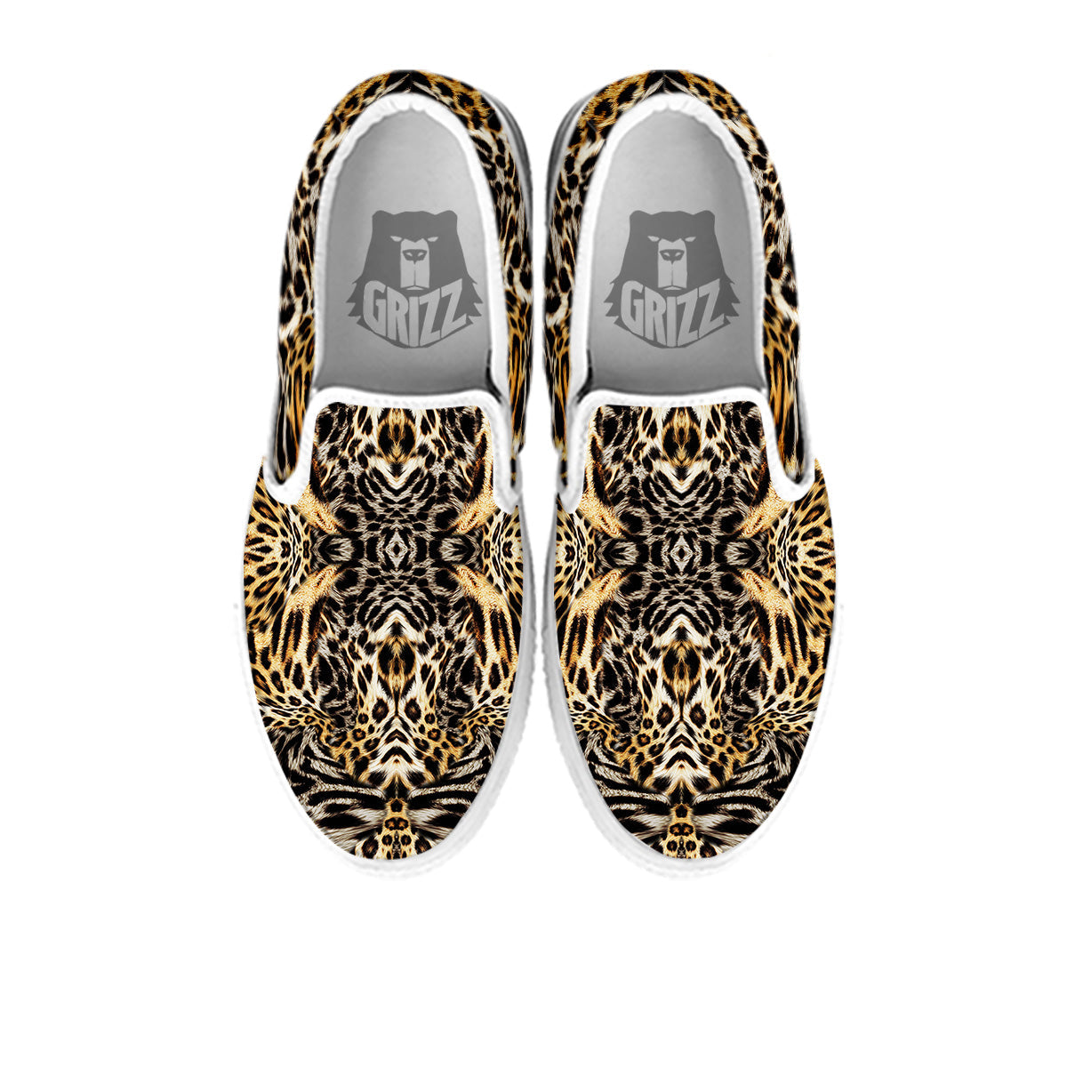 Leopard Skin Texture Print Pattern White Slip On Shoes-grizzshop
