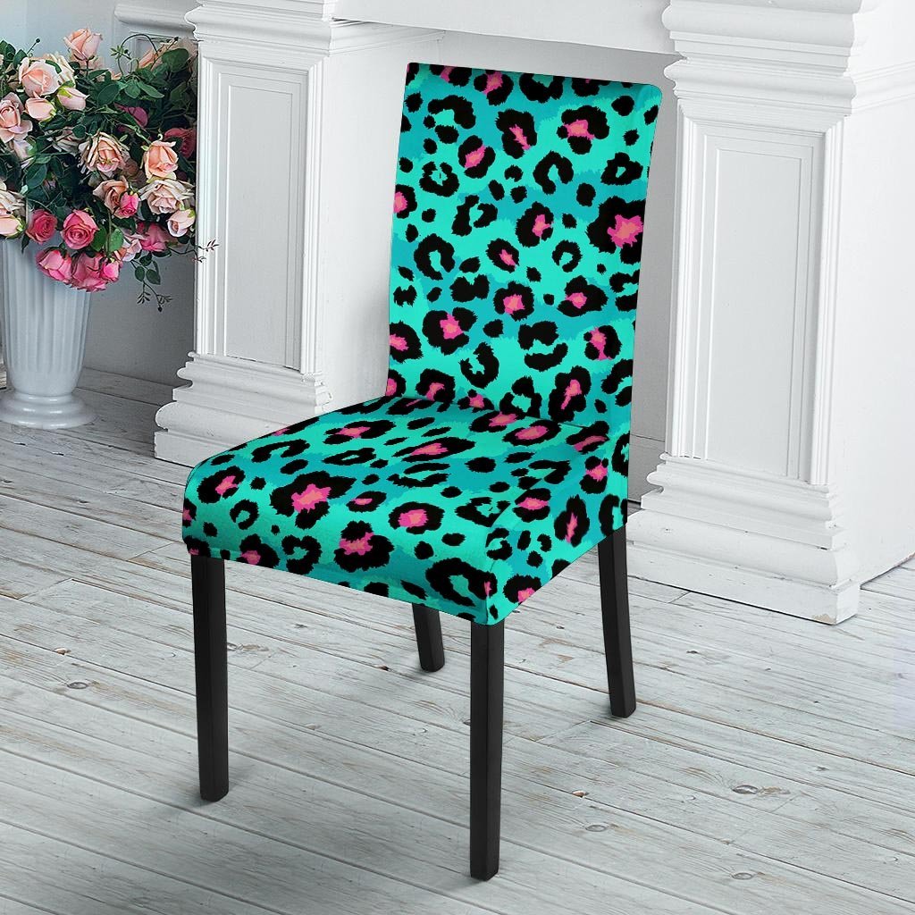 Leopard Teal Print Chair Cover-grizzshop