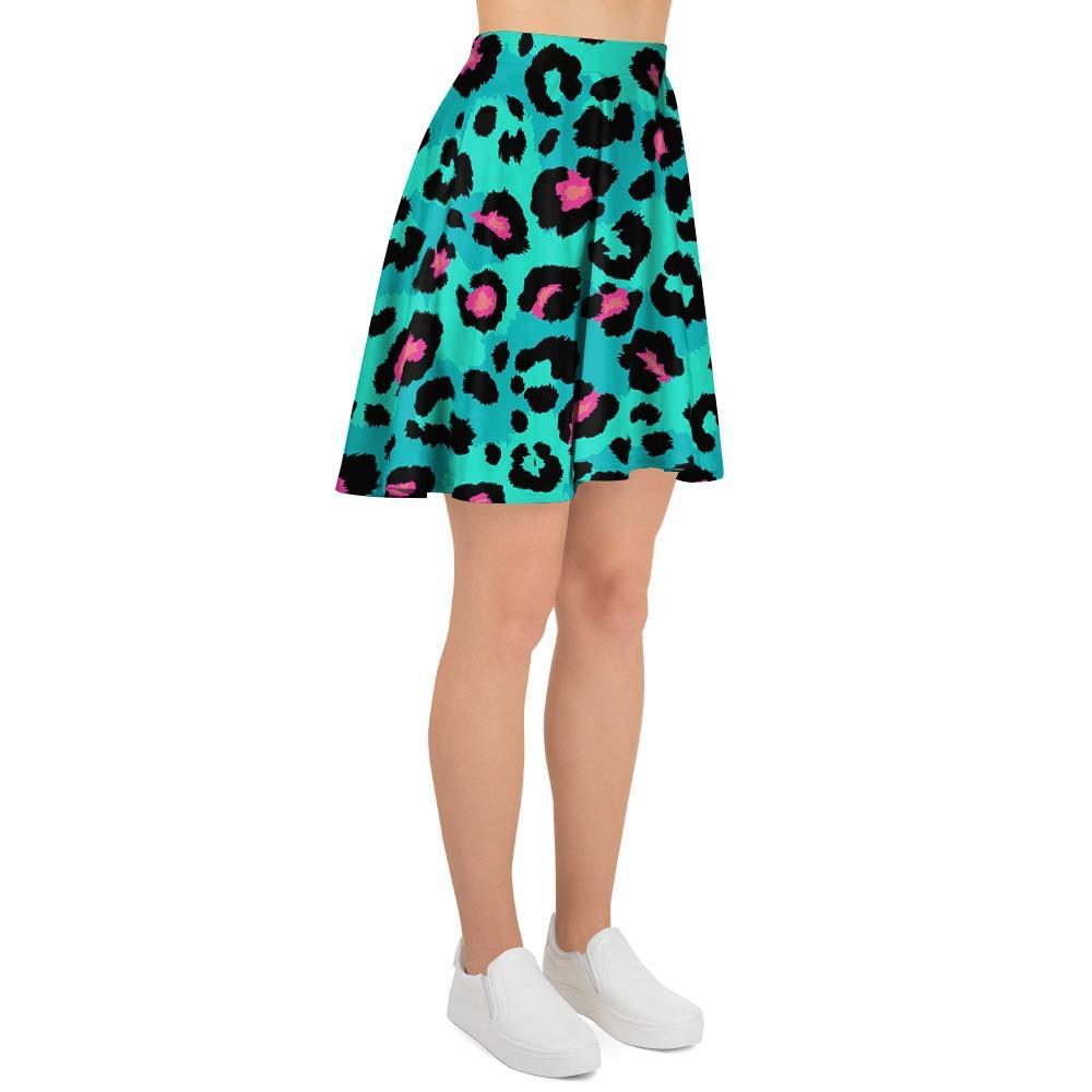 Leopard Teal Print Women's Skirt-grizzshop