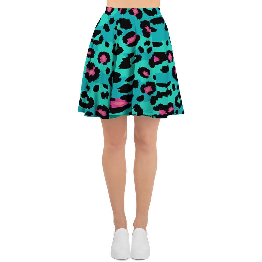 Leopard Teal Print Women's Skirt-grizzshop