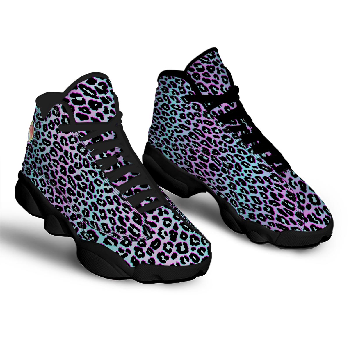Leopard Trippy Psychedelic Print Pattern Black Basketball Shoes-grizzshop
