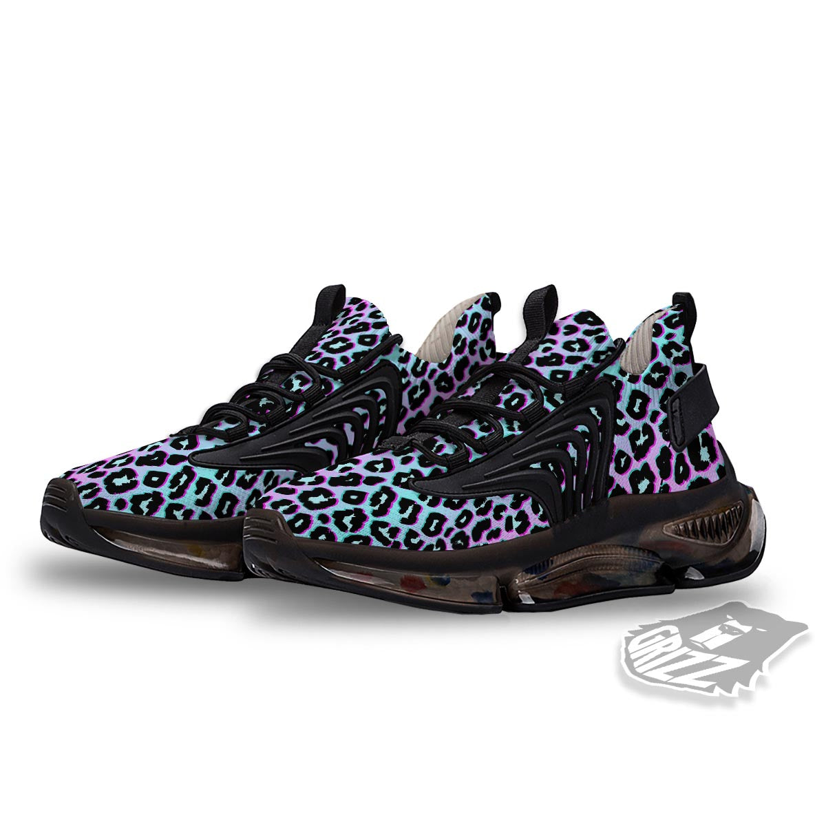 Leopard Trippy Psychedelic Print Pattern Black Gym Shoes-grizzshop