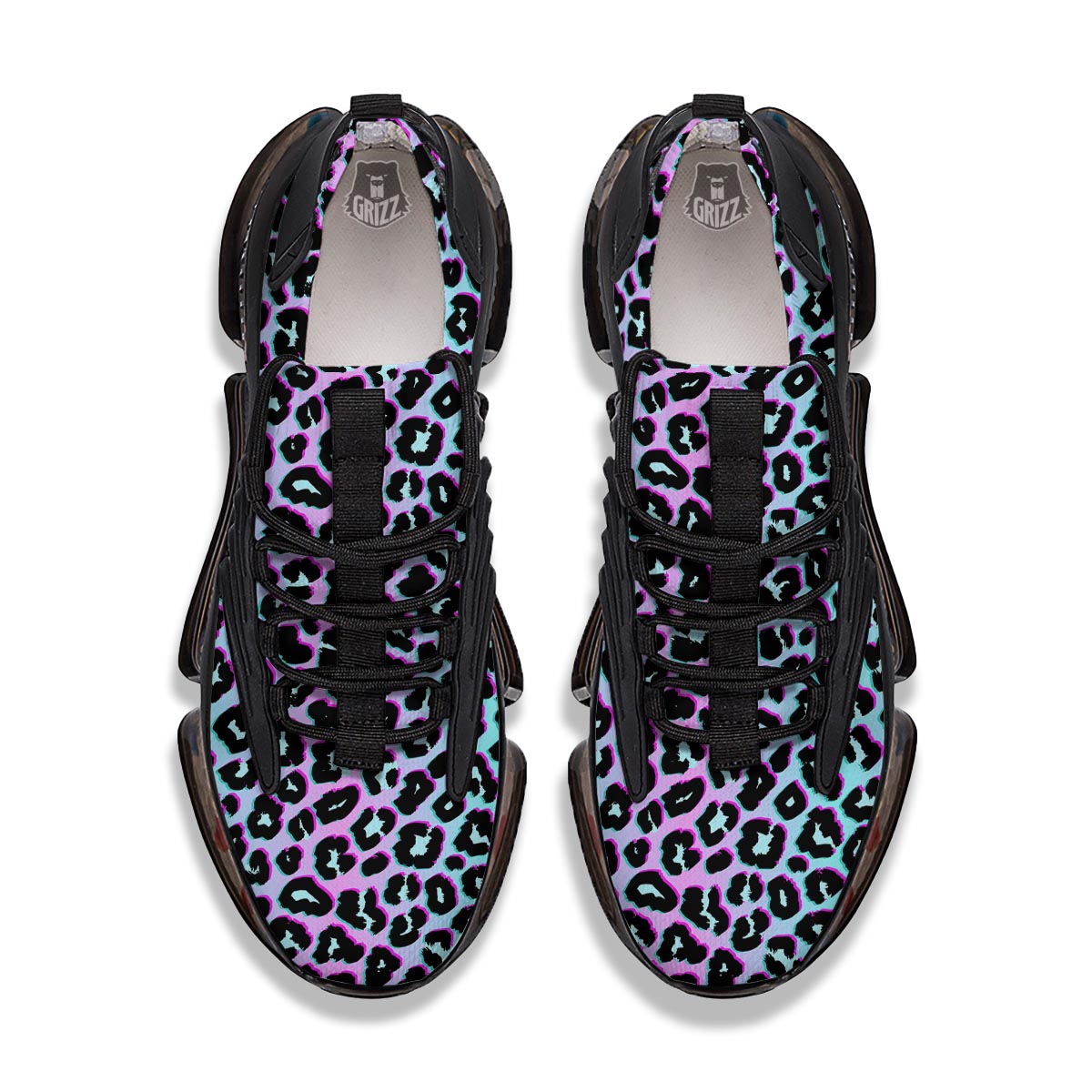 Leopard Trippy Psychedelic Print Pattern Black Gym Shoes-grizzshop