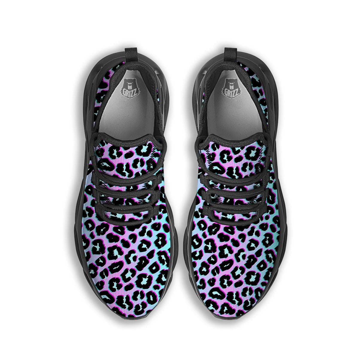 Leopard Trippy Psychedelic Print Pattern Black Running Shoes-grizzshop