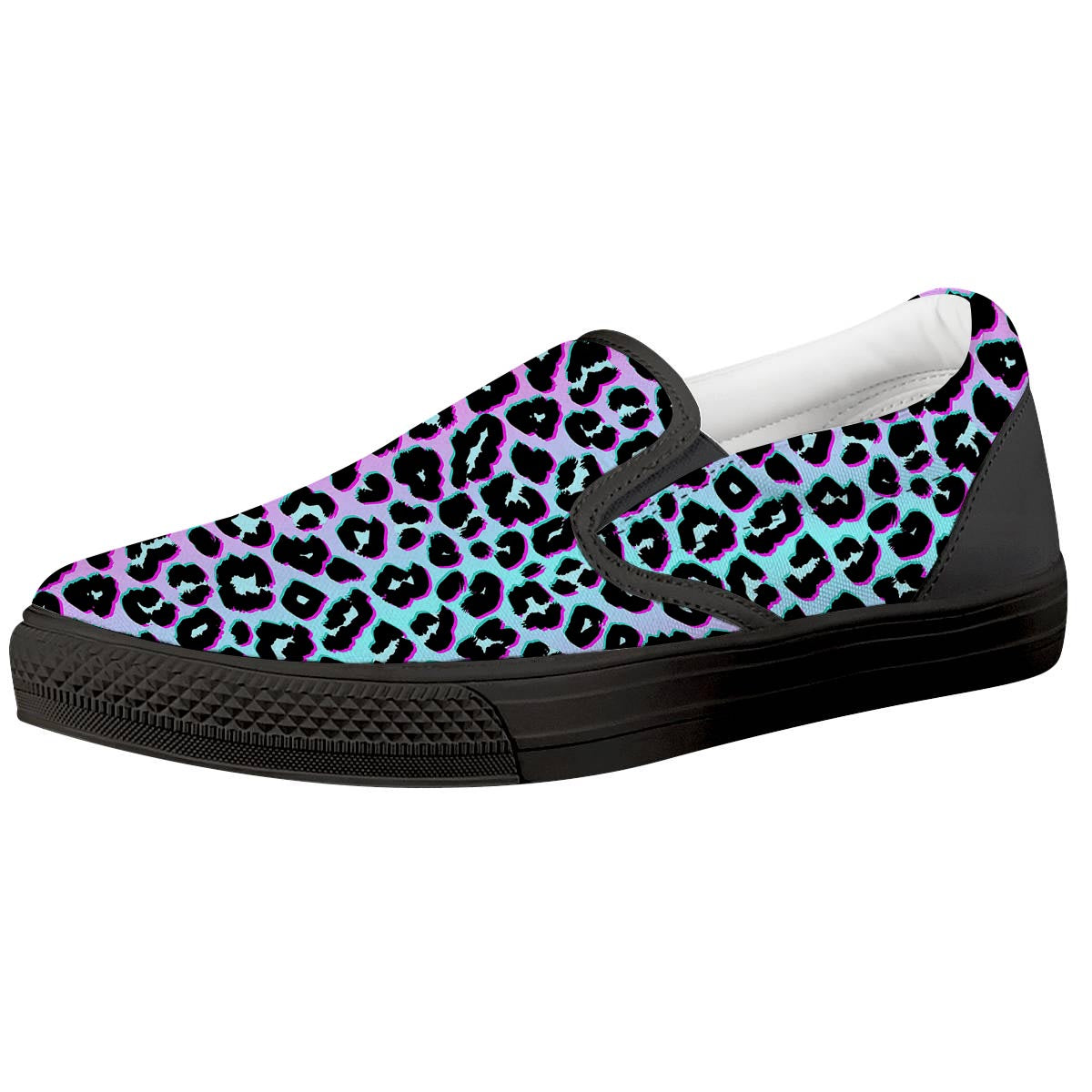 Leopard Trippy Psychedelic Print Pattern Black Slip On Shoes-grizzshop