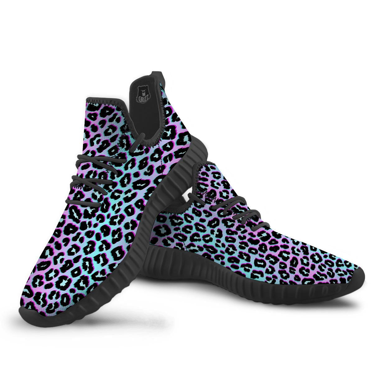 Leopard Trippy Psychedelic Print Pattern Black Walking Shoes-grizzshop