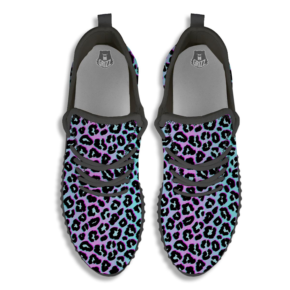 Leopard Trippy Psychedelic Print Pattern Black Walking Shoes-grizzshop