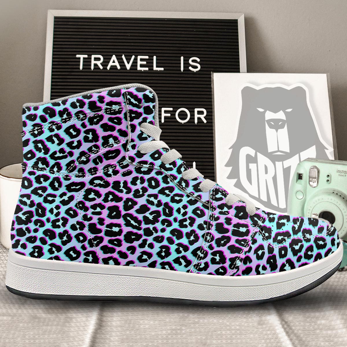 Leopard Trippy Psychedelic Print Pattern High Top Sneakers-grizzshop