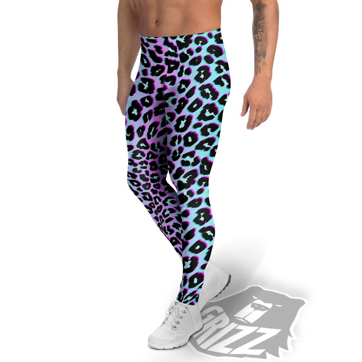 Leopard Trippy Psychedelic Print Pattern Men's Leggings-grizzshop