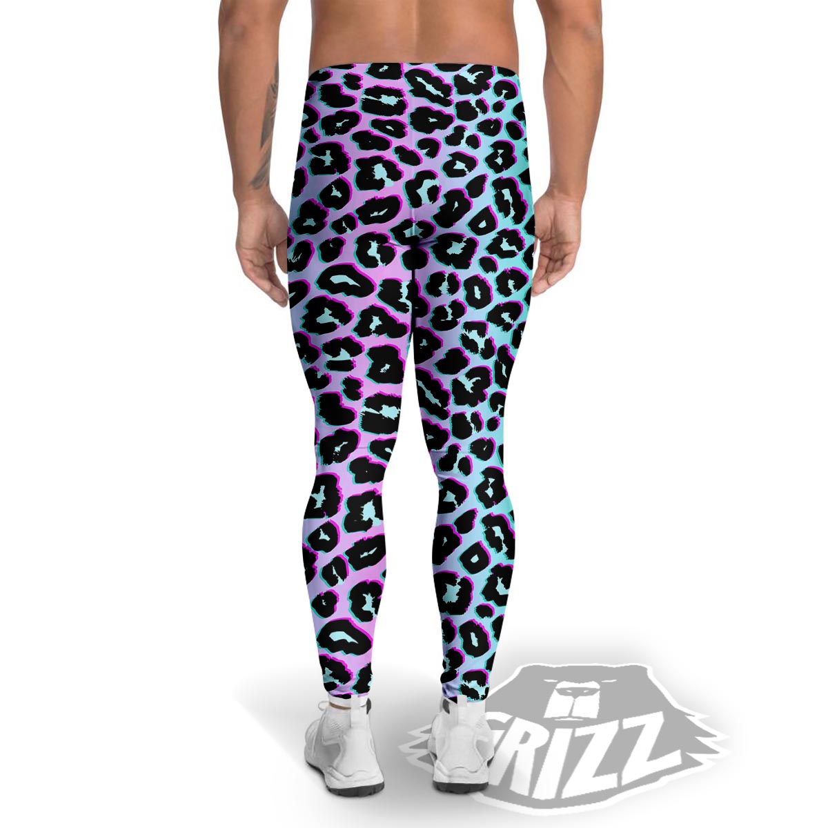 Leopard Trippy Psychedelic Print Pattern Men's Leggings-grizzshop