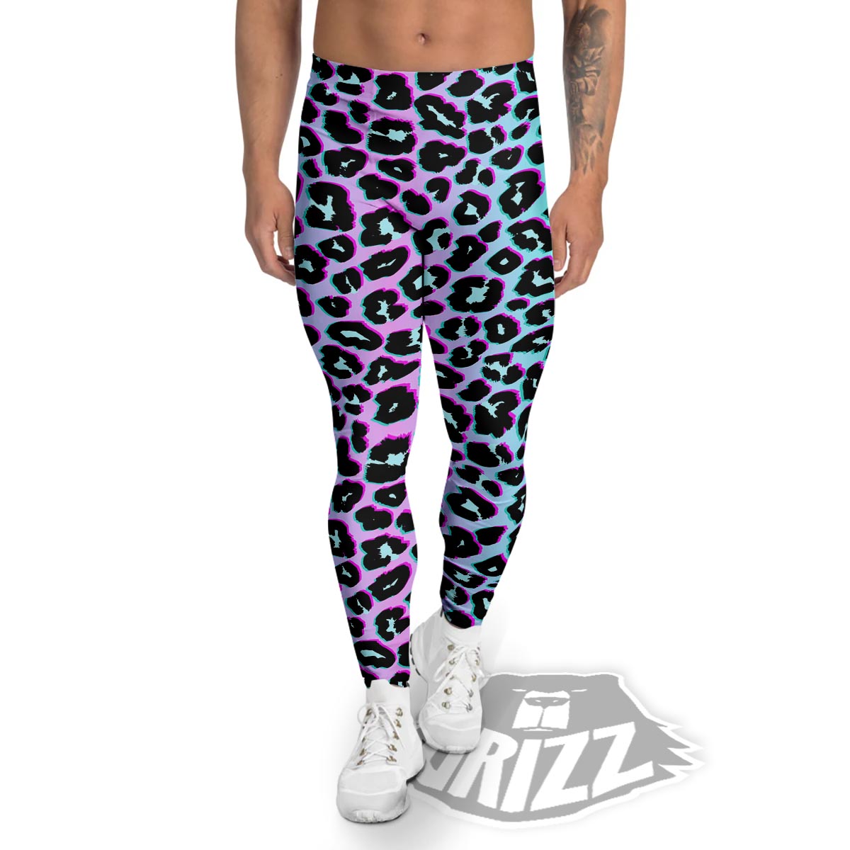 Leopard Trippy Psychedelic Print Pattern Men's Leggings-grizzshop