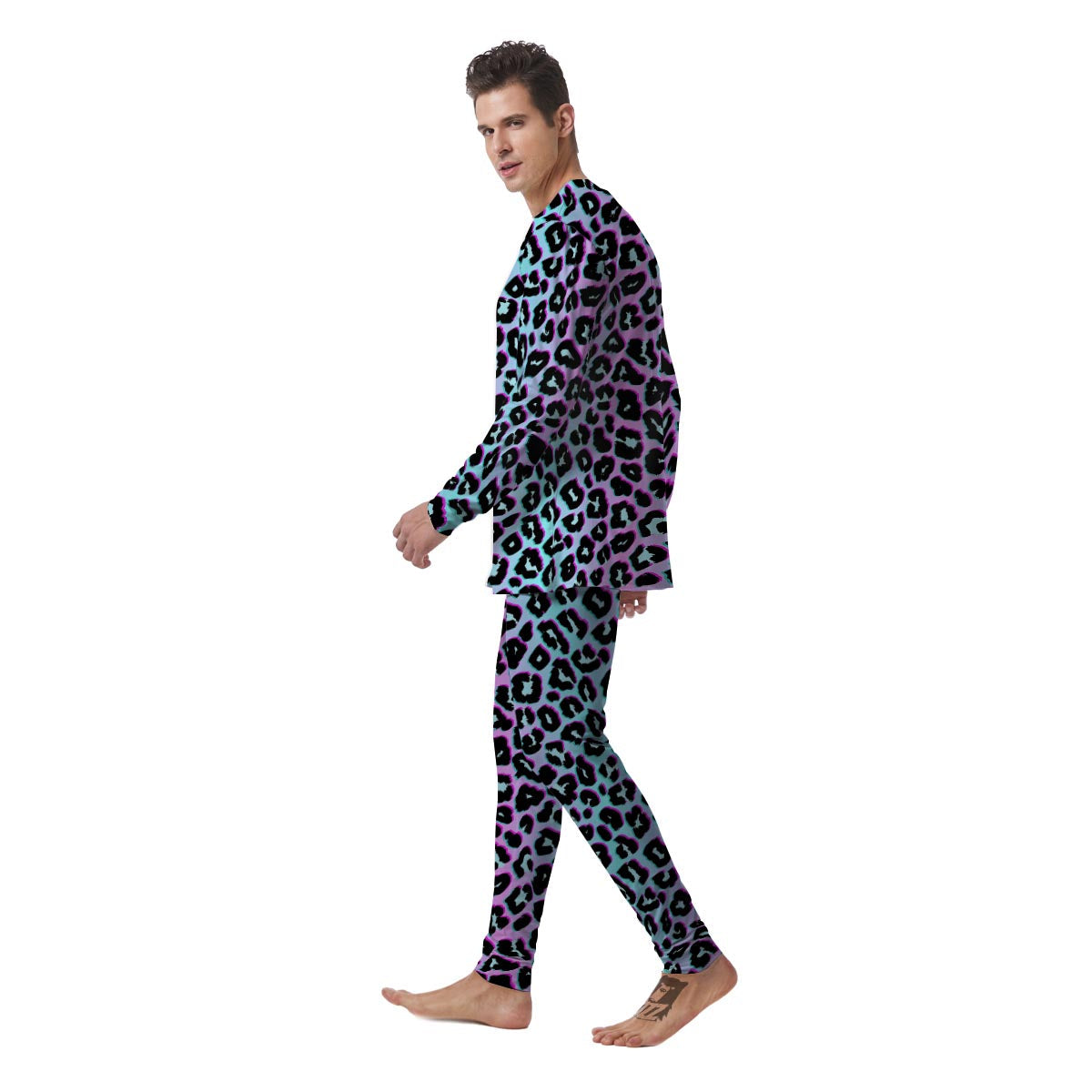 Leopard Trippy Psychedelic Print Pattern Men's Pajamas-grizzshop