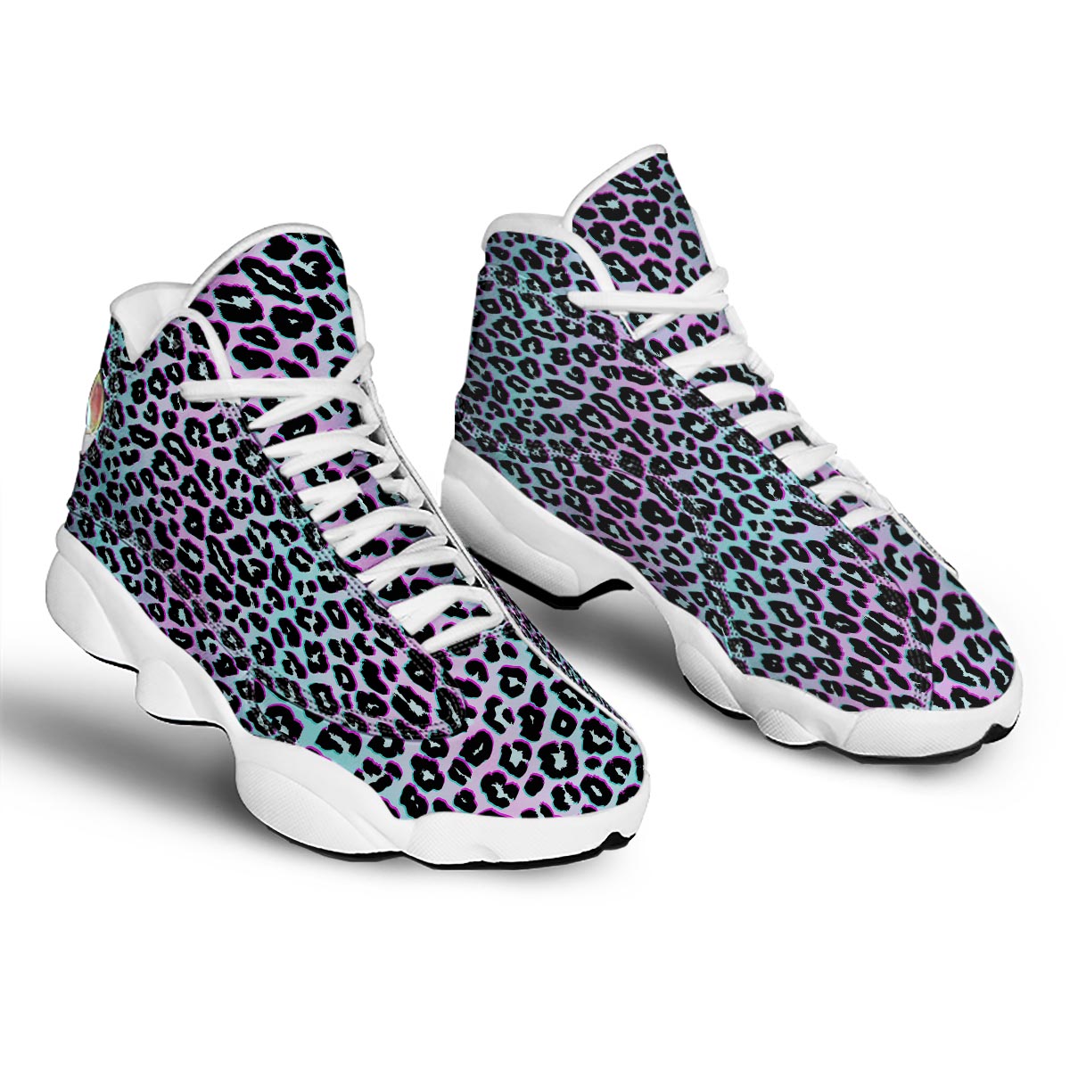Leopard Trippy Psychedelic Print Pattern White Basketball Shoes-grizzshop