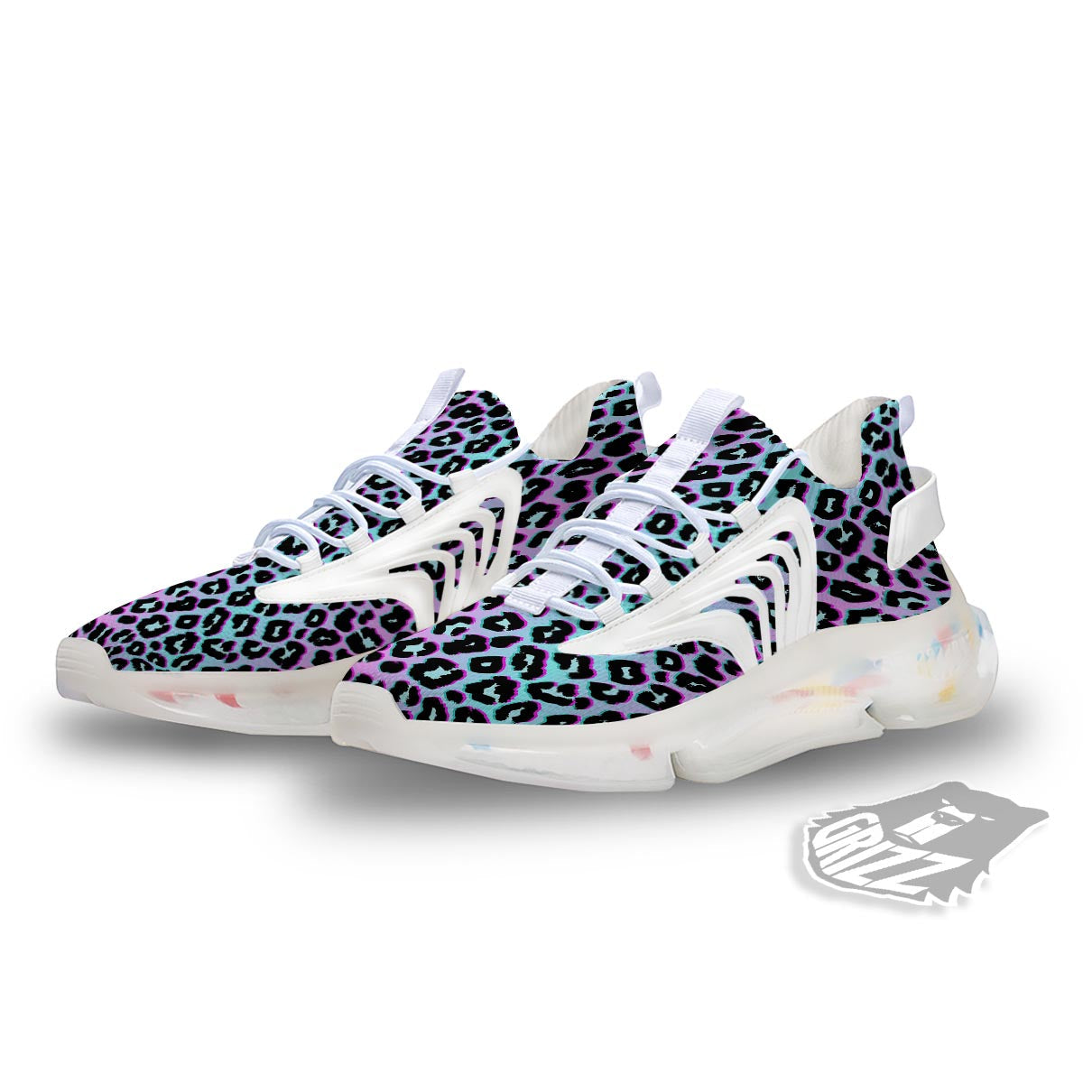 Leopard Trippy Psychedelic Print Pattern White Gym Shoes-grizzshop