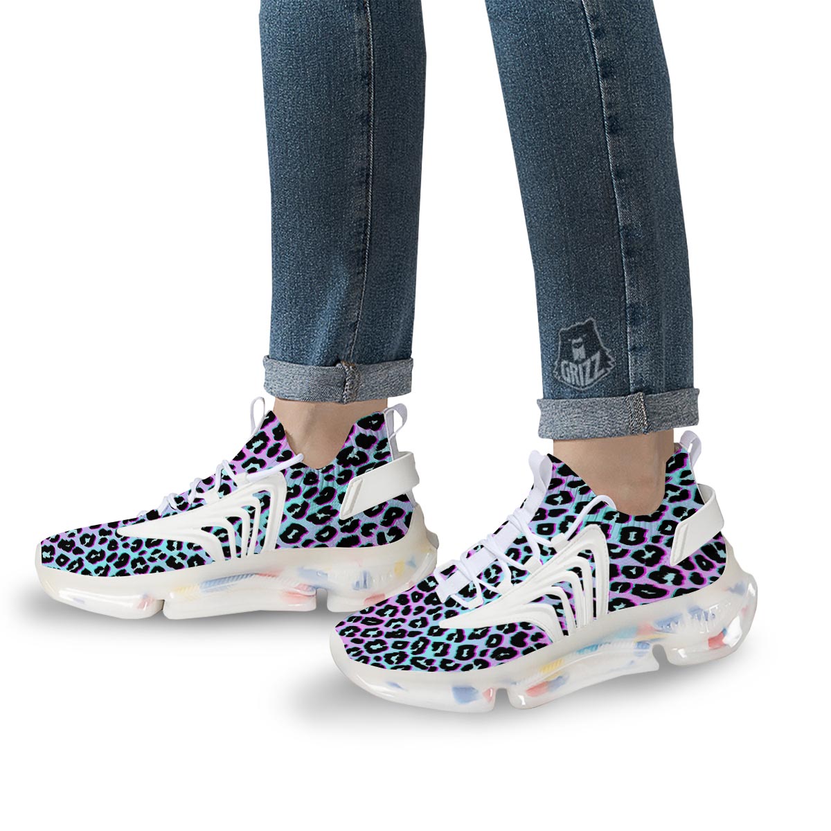 Leopard Trippy Psychedelic Print Pattern White Gym Shoes-grizzshop