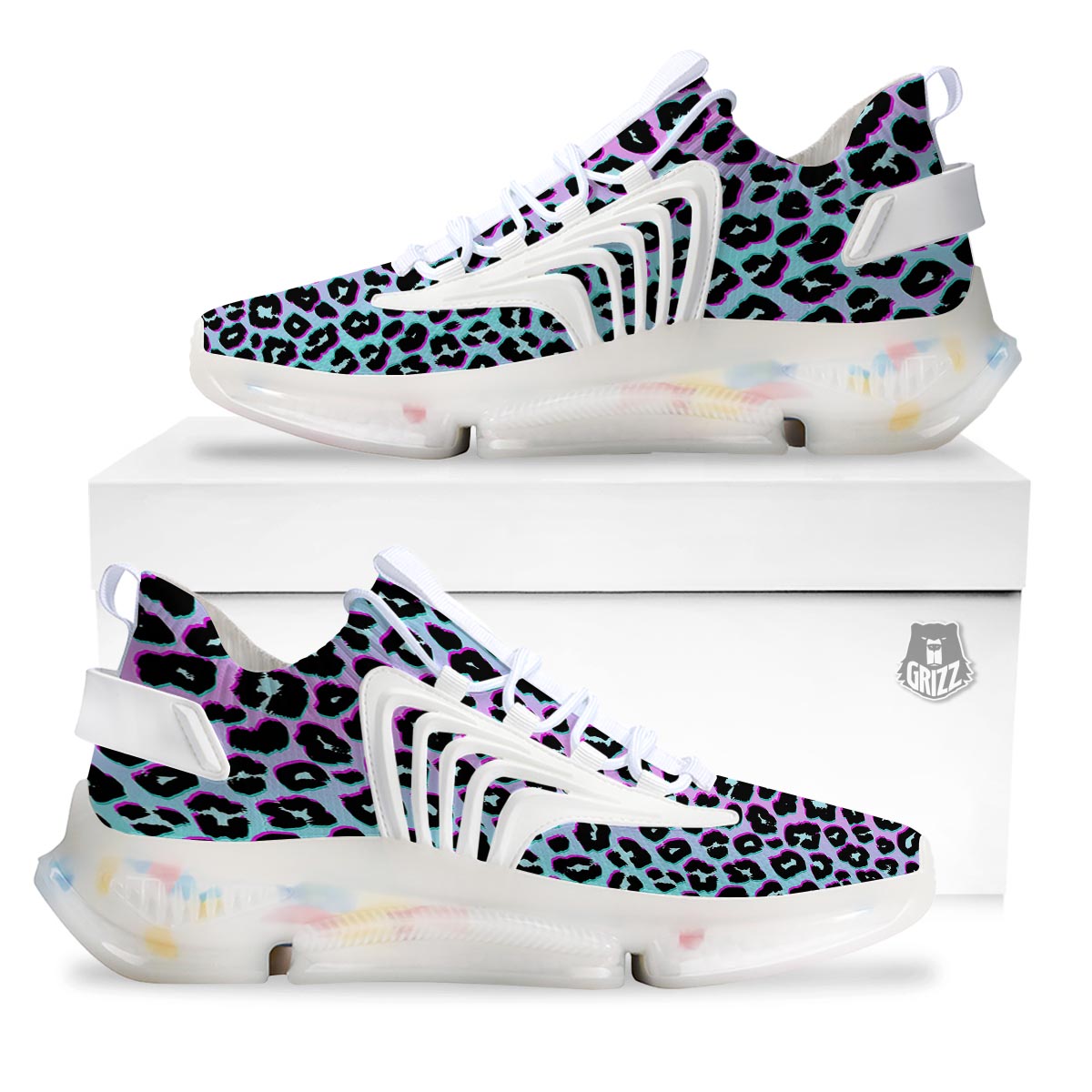 Leopard Trippy Psychedelic Print Pattern White Gym Shoes-grizzshop