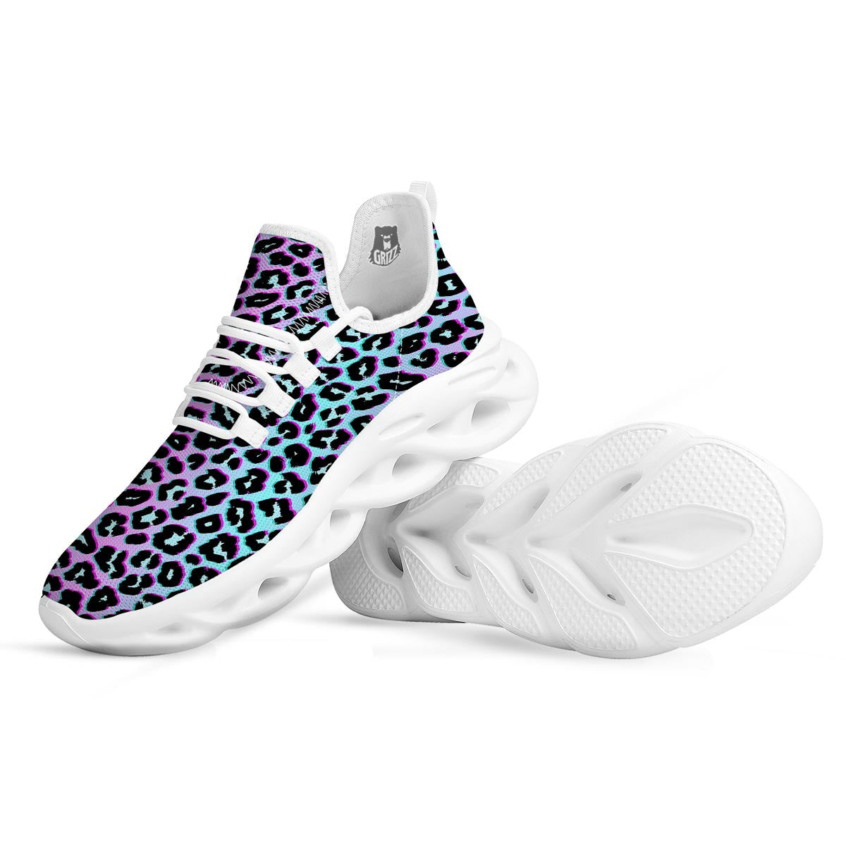 Leopard Trippy Psychedelic Print Pattern White Running Shoes-grizzshop