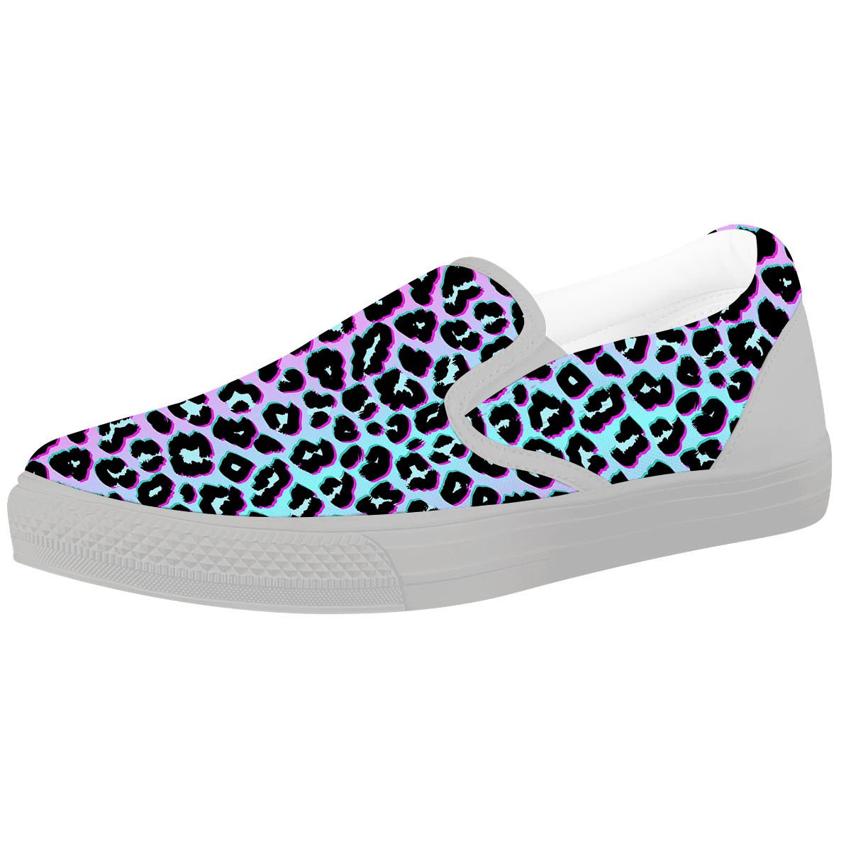 Leopard Trippy Psychedelic Print Pattern White Slip On Shoes-grizzshop