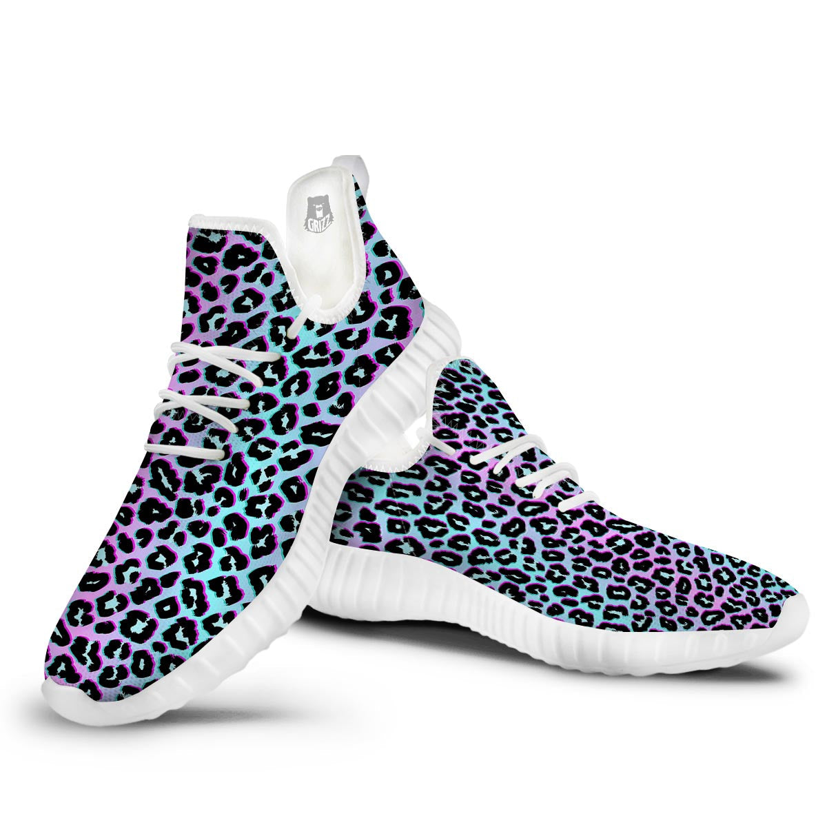 Leopard Trippy Psychedelic Print Pattern White Walking Shoes-grizzshop