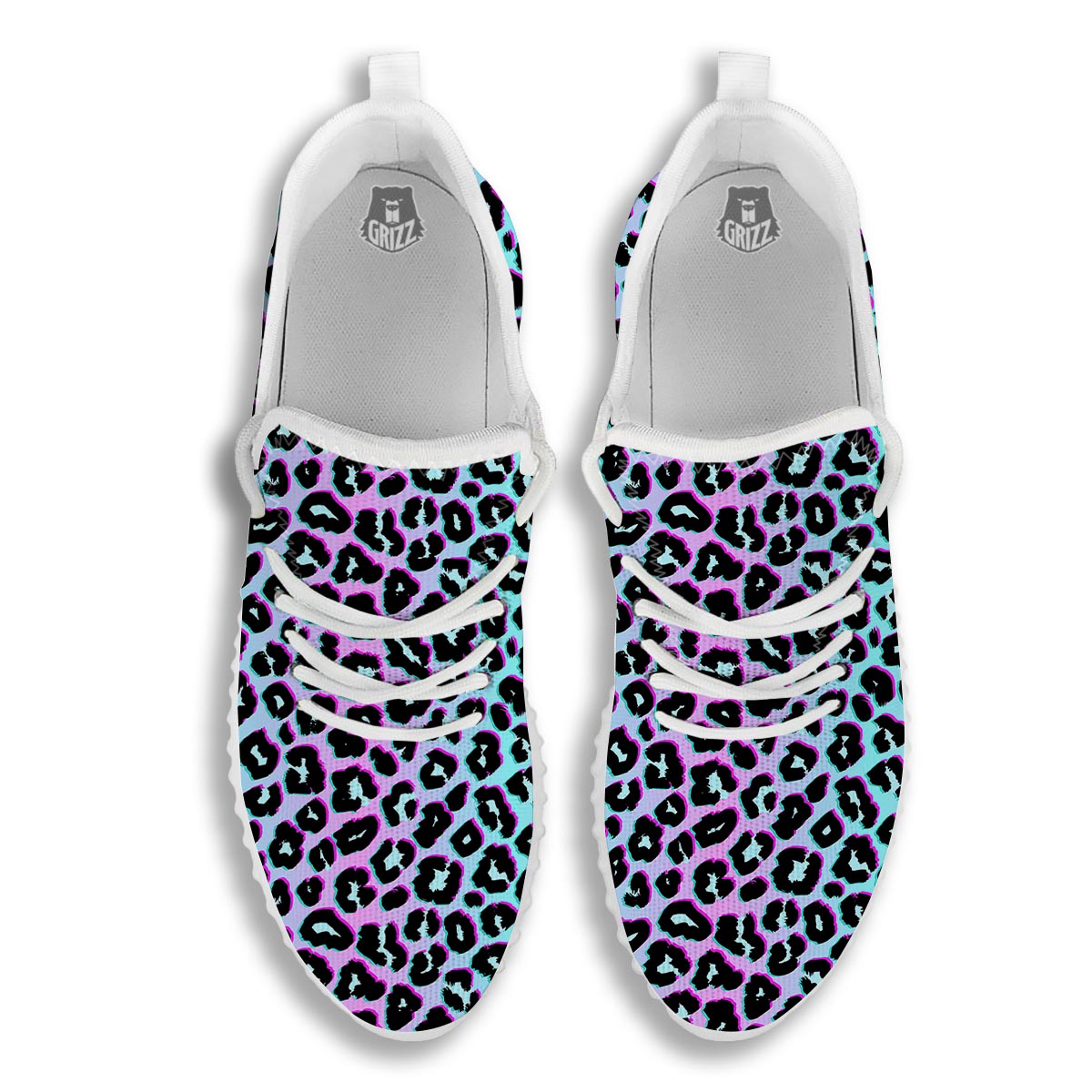 Leopard Trippy Psychedelic Print Pattern White Walking Shoes-grizzshop